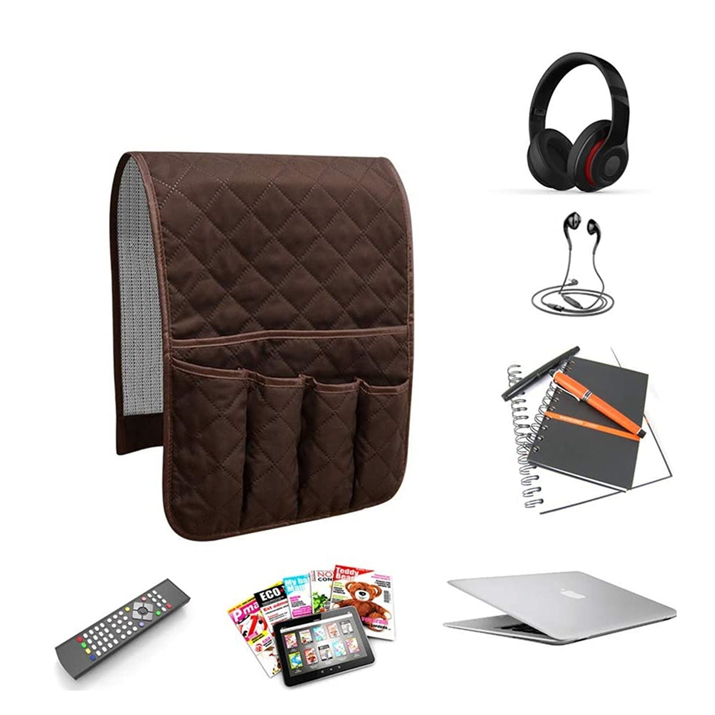 Armrest Organizer with 5 Pockets for Couch and Sofa Remote Storage