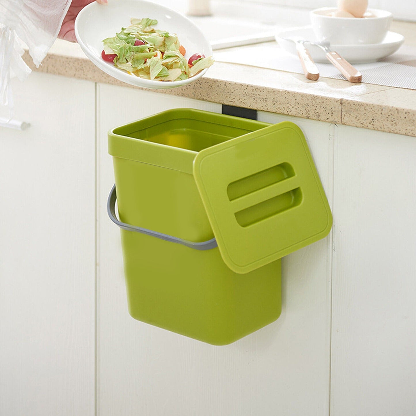 Wall Mounted Cupboard Door Trash Can with Push Top Lid