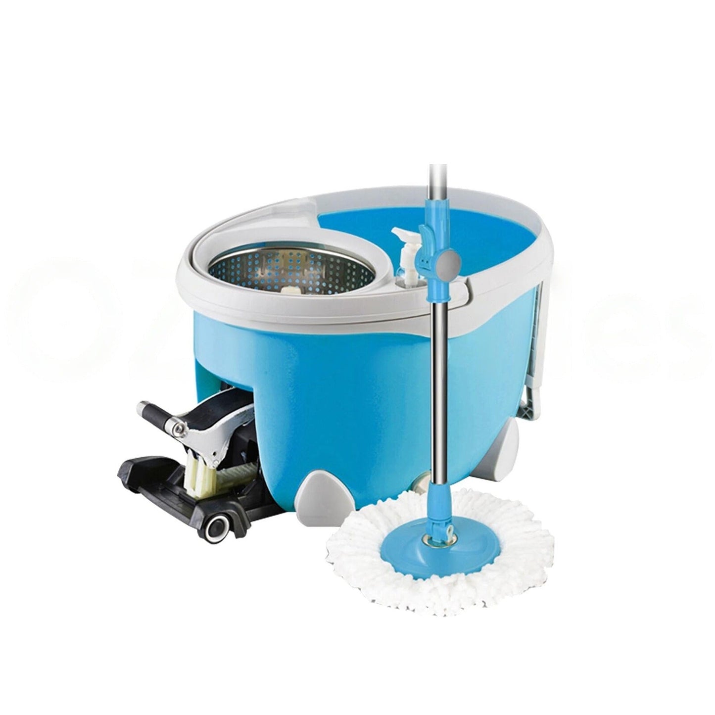 Floor Cleaning Spin Mop with Stainless Steel Wringer and Pedal