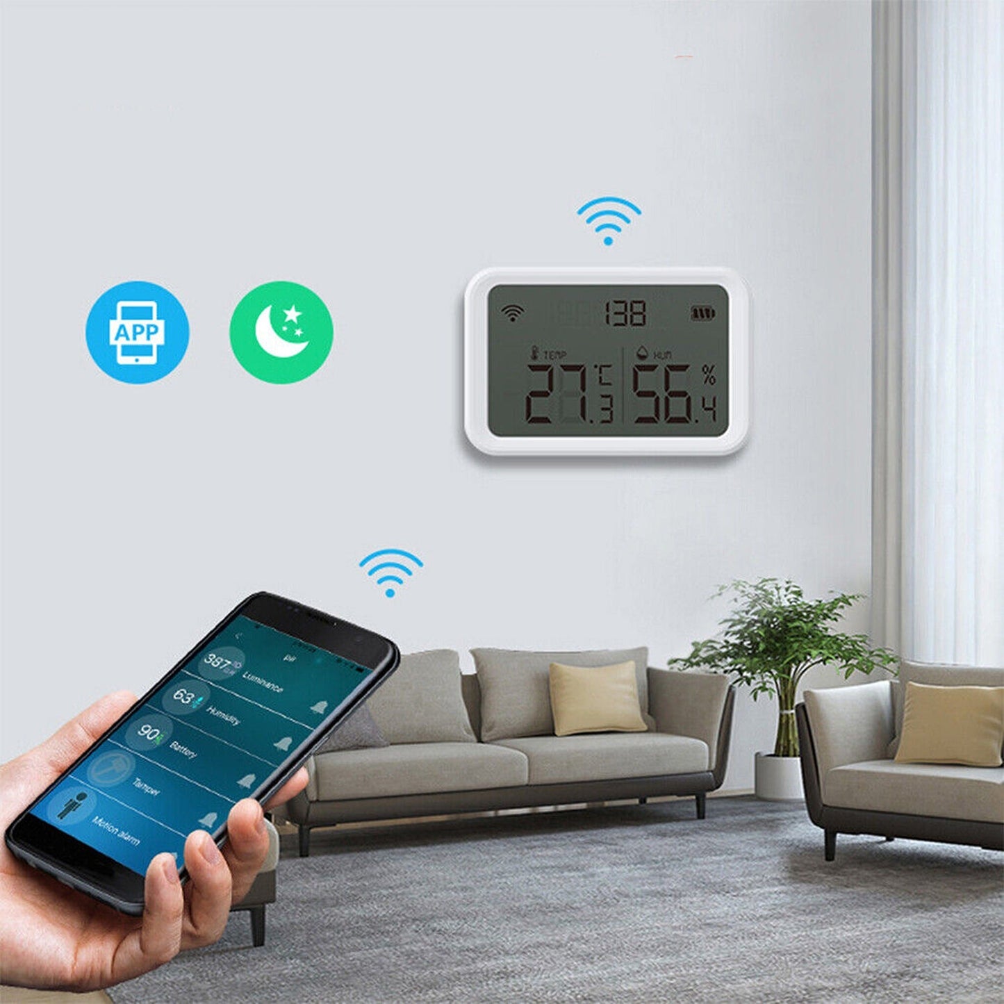 Temperature Humidity Sensor Hub Smart LCD Thermometer Gateway