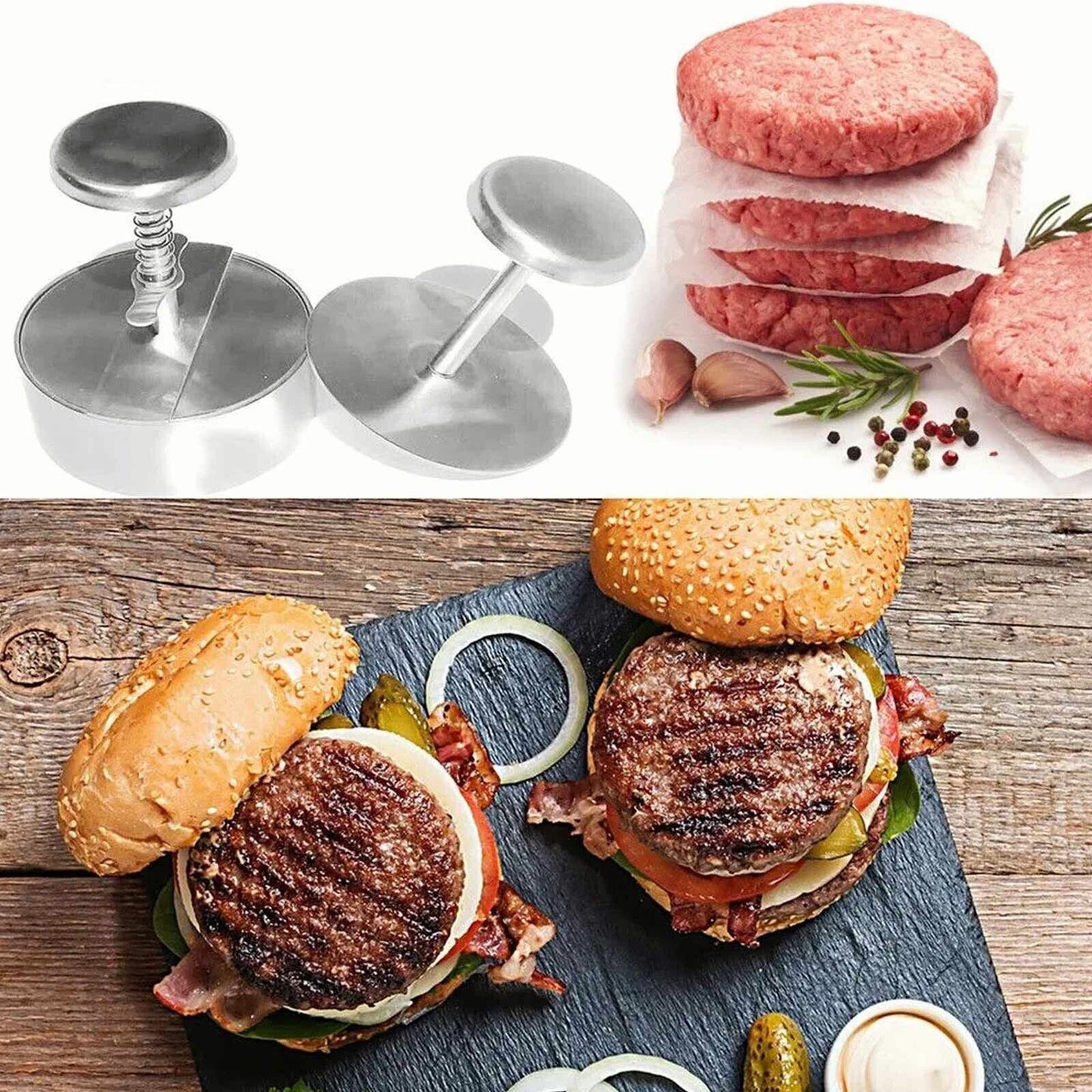 Non-Stick Hamburger Patty Maker Press for Beef Meat Cooking
