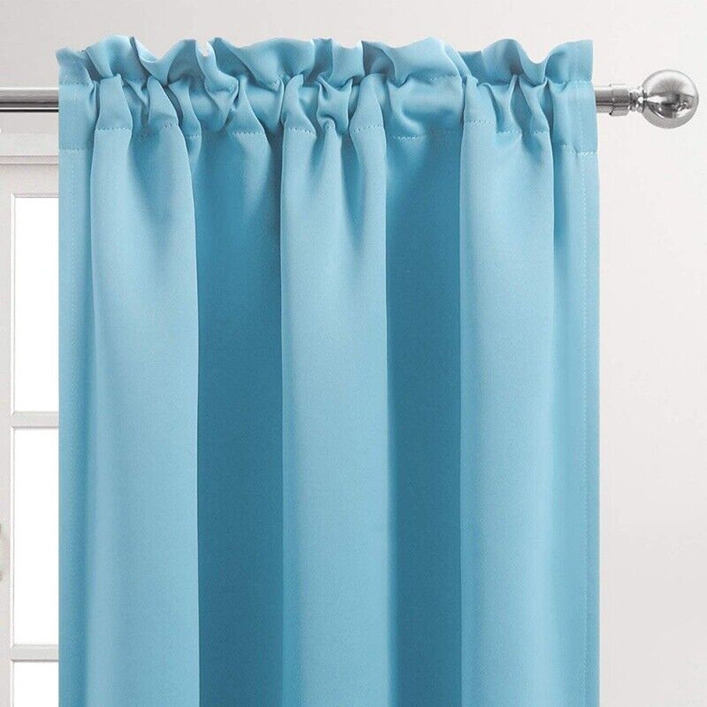 Blue Pinch Pleat Blackout Window Drapes Thermal Insulated