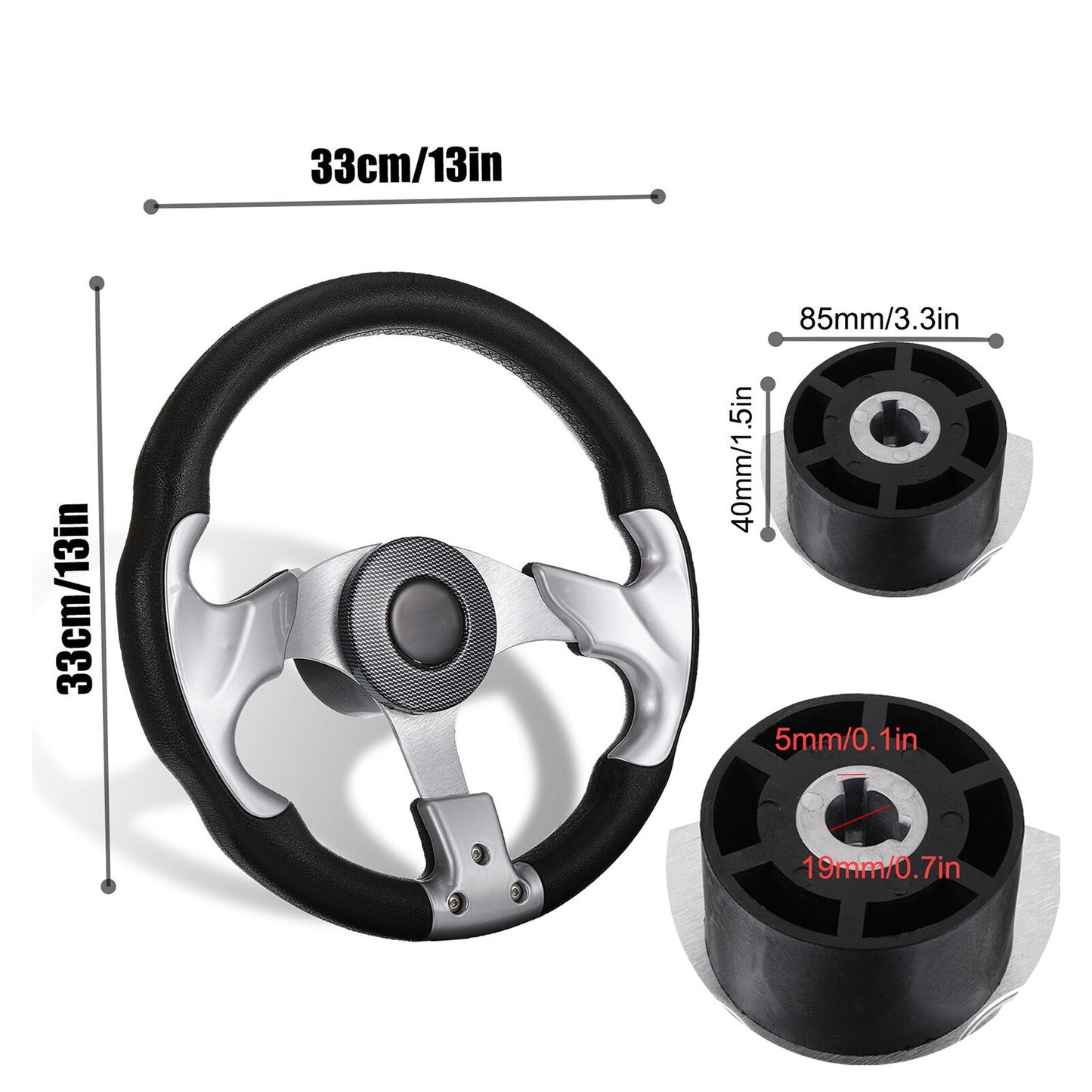 Marine Boat Steering Wheel 3 Spoke Universal Foam Grip Pontoon