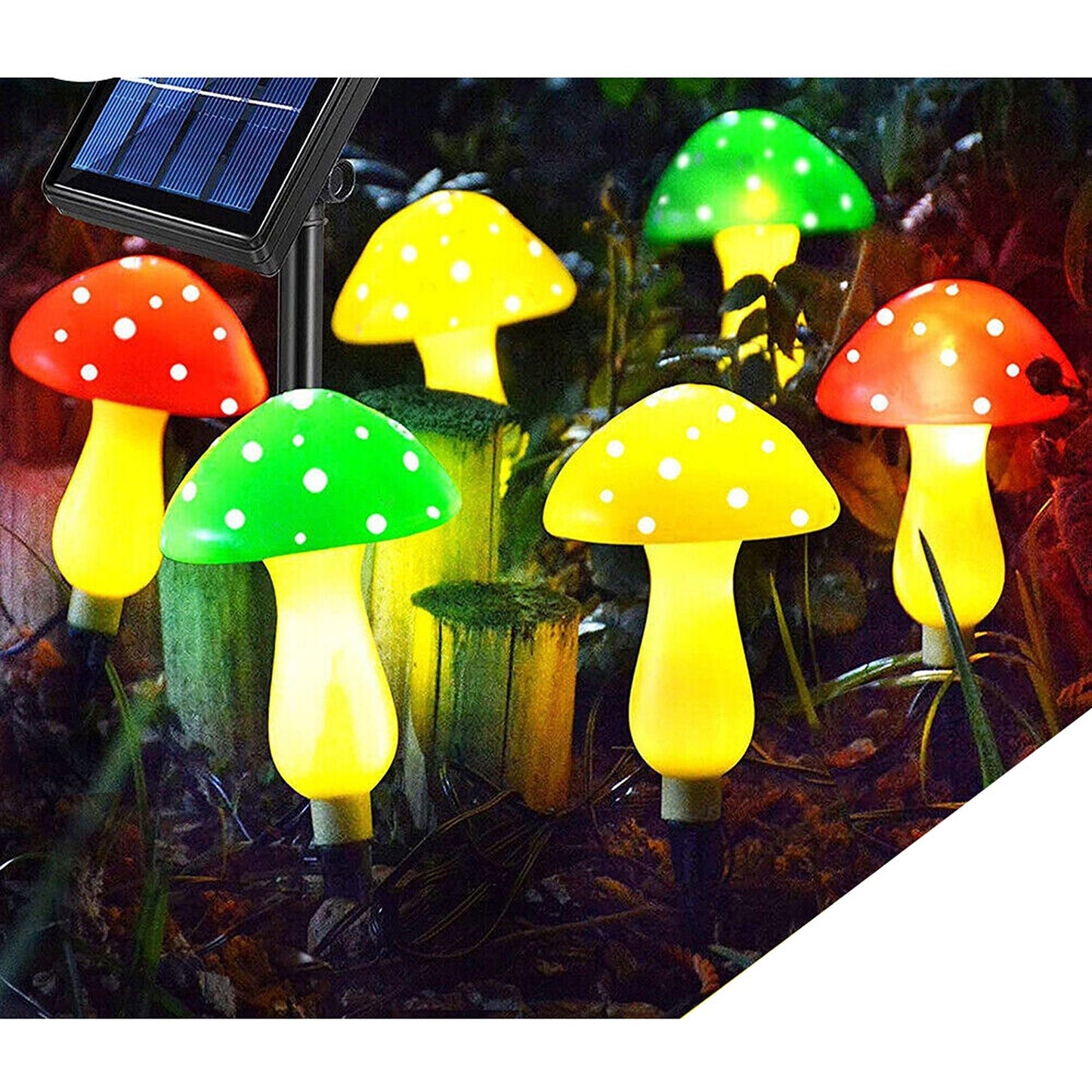 RYB LED Solar Mushroom Fairy Lights for Outdoor Yard Decoration