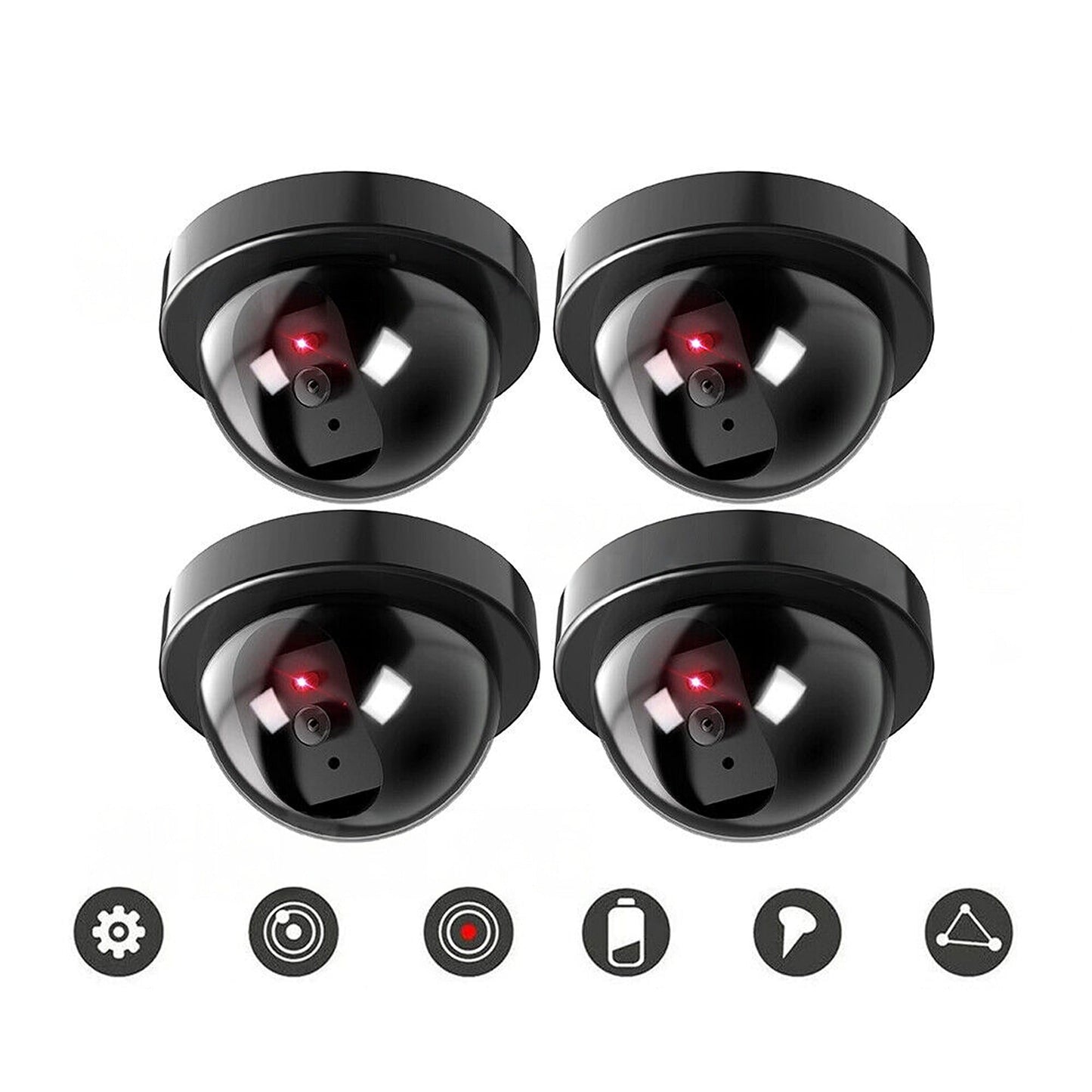 4pcs Home Security Imitation Camera with Flashing LED Fake Dome CCTV