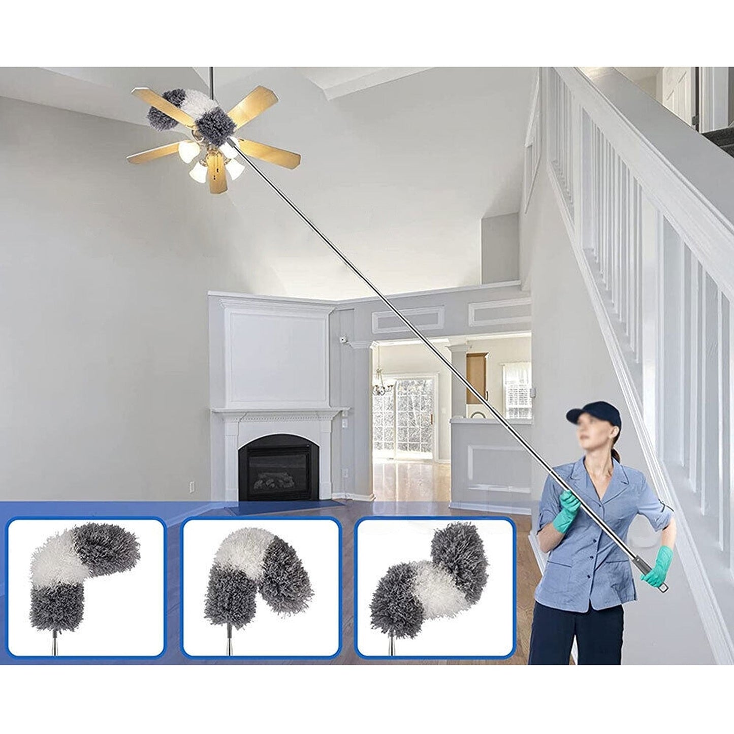Magic Telescopic Static Feather Duster Long Handle Dust Brush 245cm