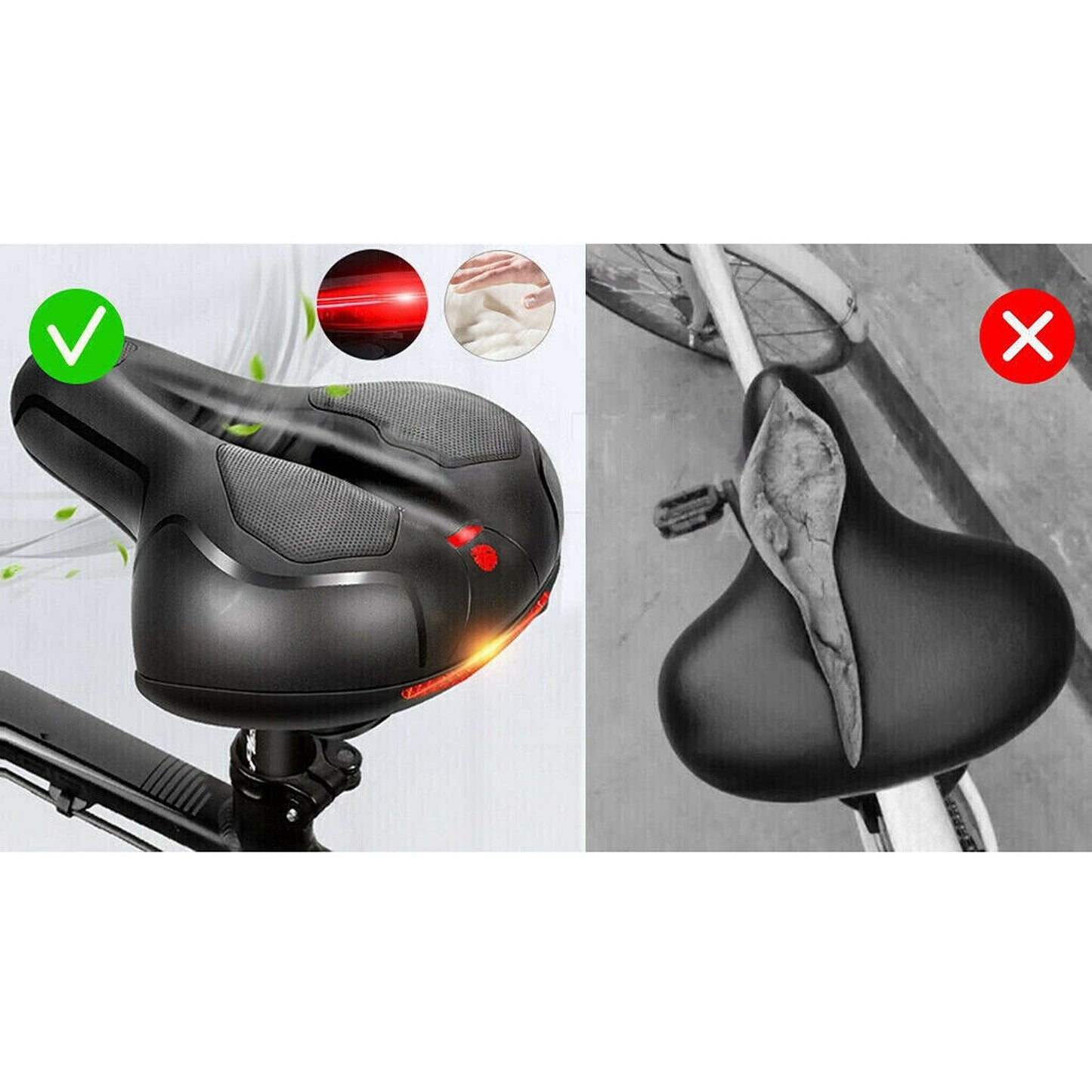 Extra Wide Gel Saddle Bicycle Soft Pad Sporty Seat