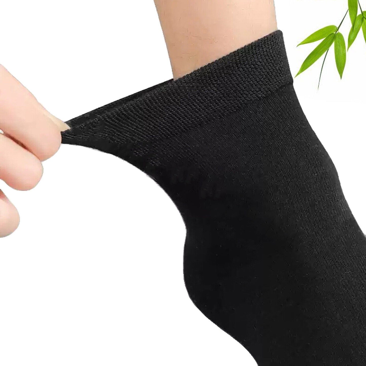 15 Pairs Men Odor-Resistant Bamboo Fiber Socks Black Natural Fabric