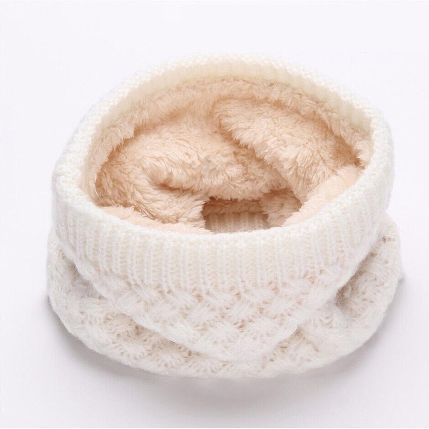 Velvet Winter Knit Scarf Thickened Wool Neck Warmer for Unisex Adult and Child