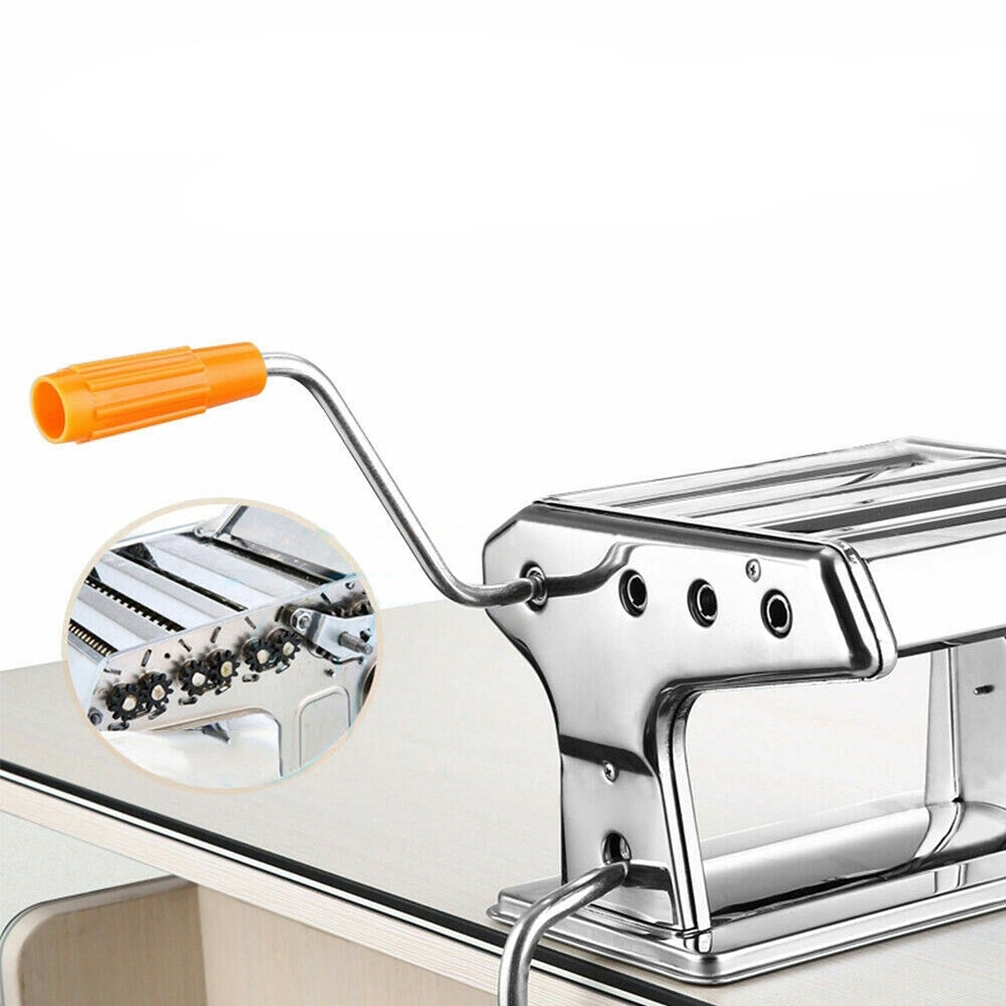 Manual Pasta Noodle Maker Machine with 6 Thickness Settings Spaghetti Roller