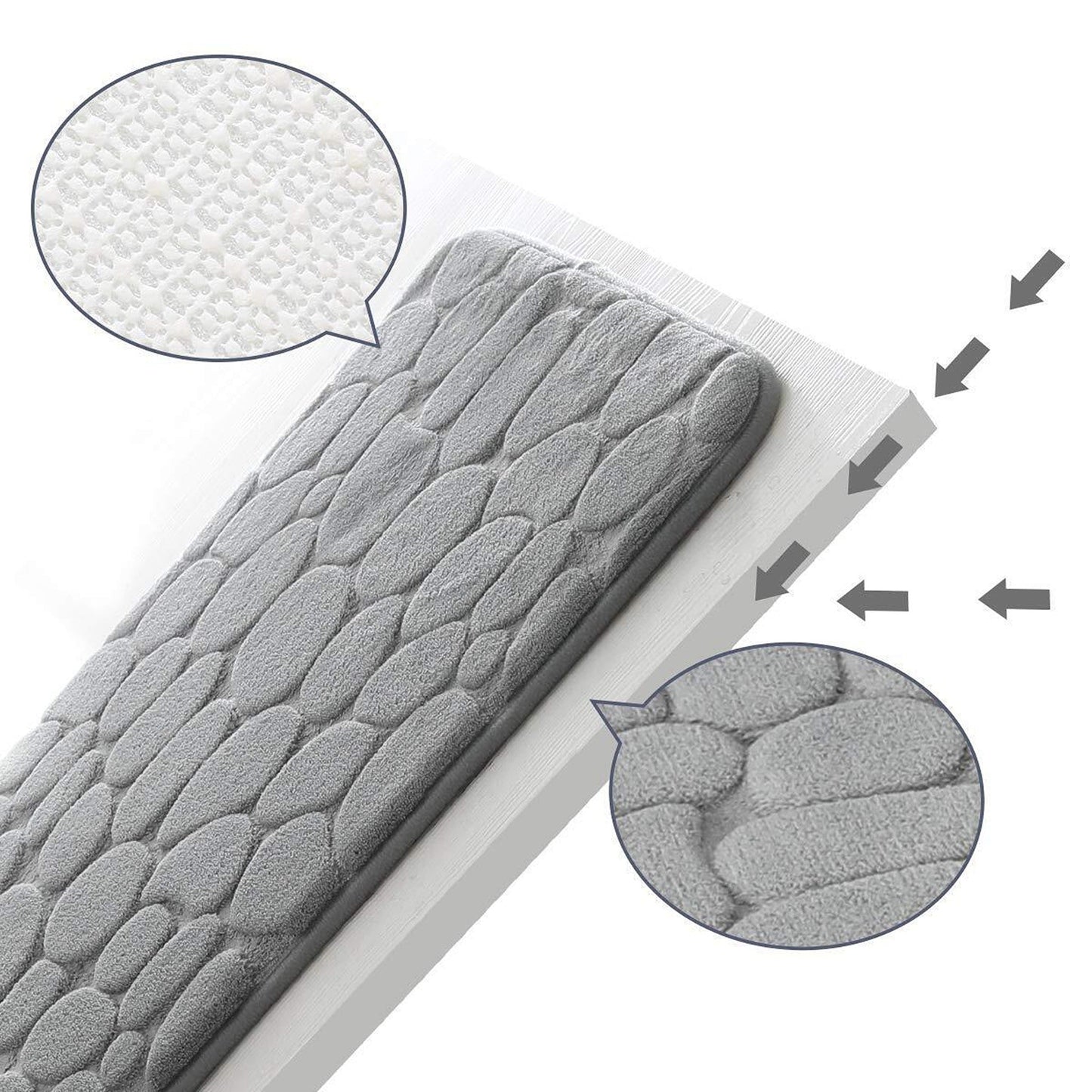 Grey Memory Foam Non-Slip Bath Mat Super Absorbent Bathroom Carpet