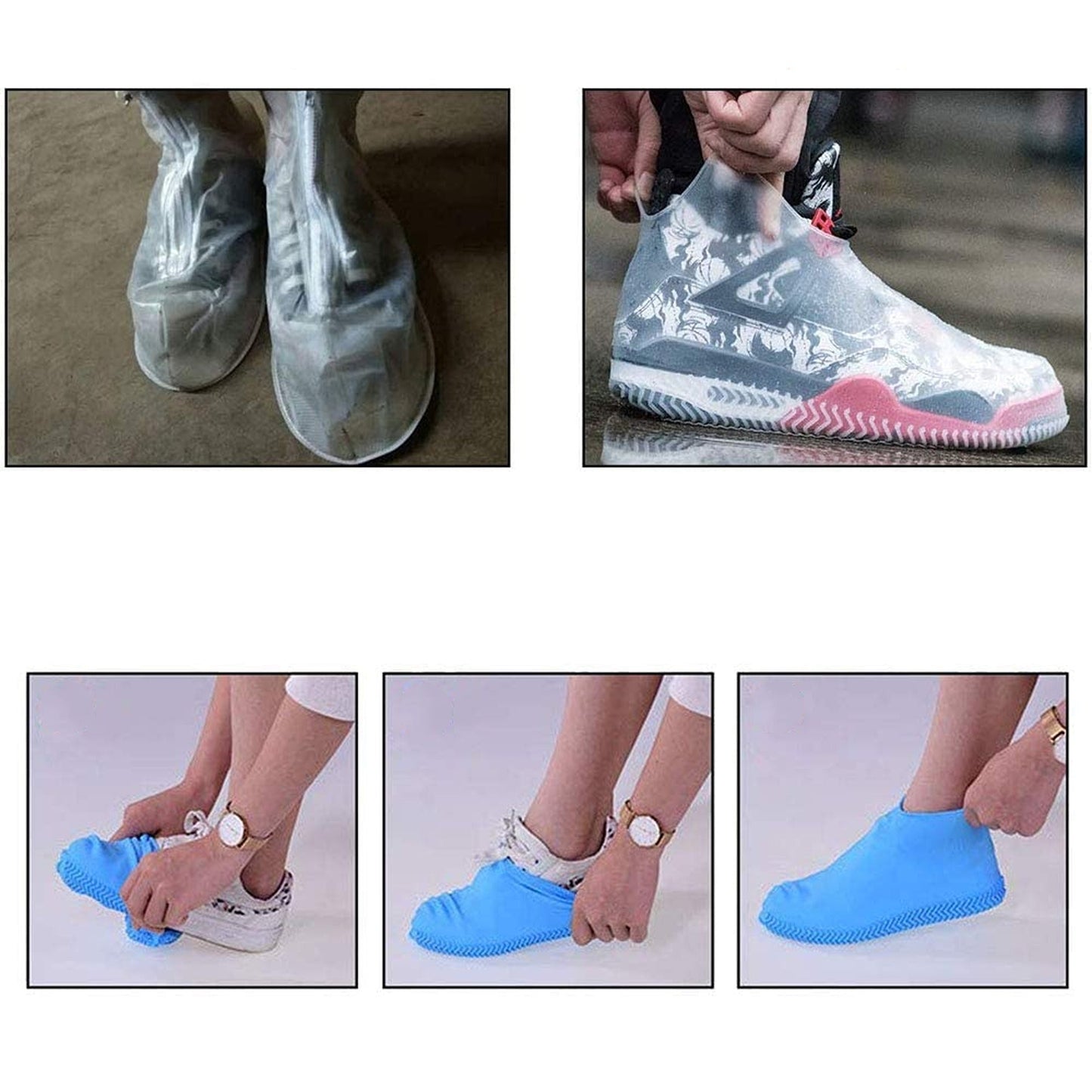 Rain-Proof Non-Slip Silicone Shoe Covers Blue Water Protective Footwear