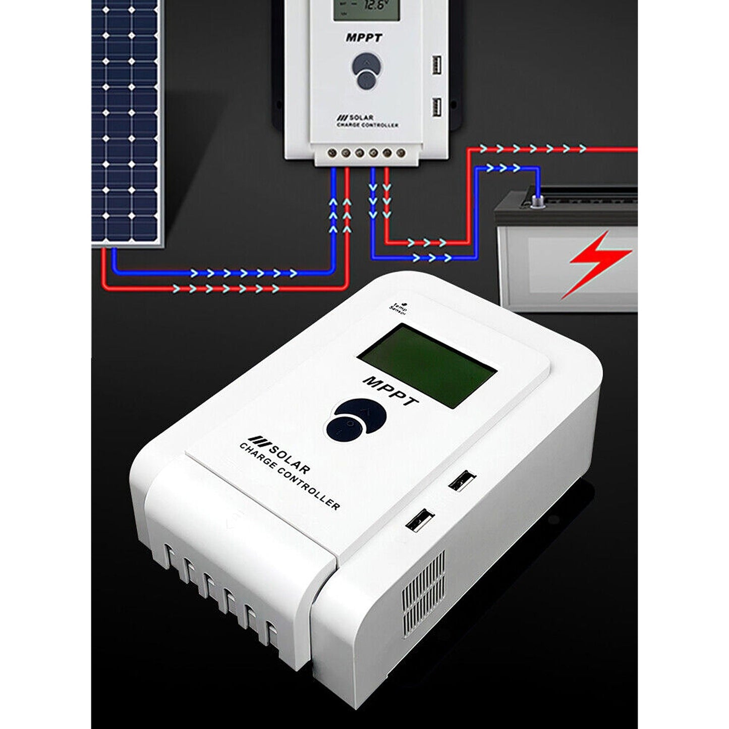 12V 24V Solar Panel Charge Controller for AGM Gel Lifepo4 Batteries