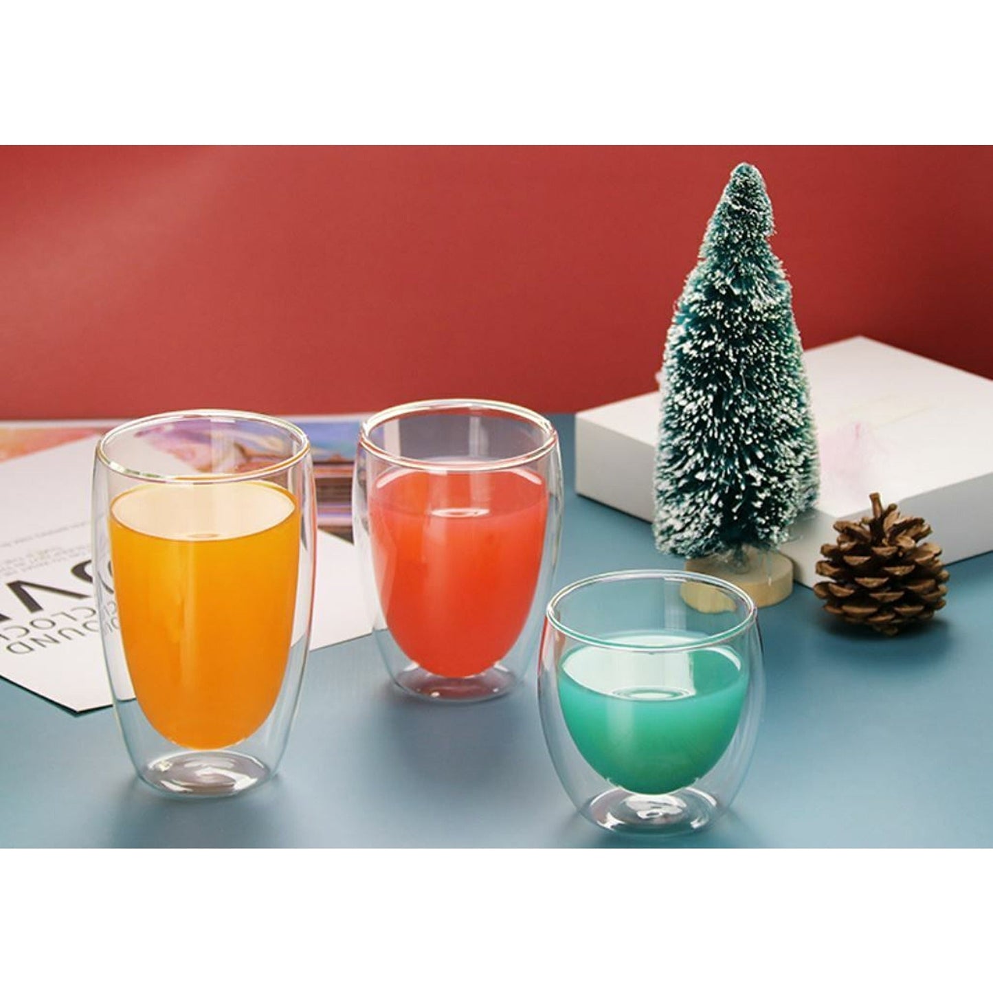 450ml Double Wall Glass Coffee Mugs Insulated Tea and Juice Cups