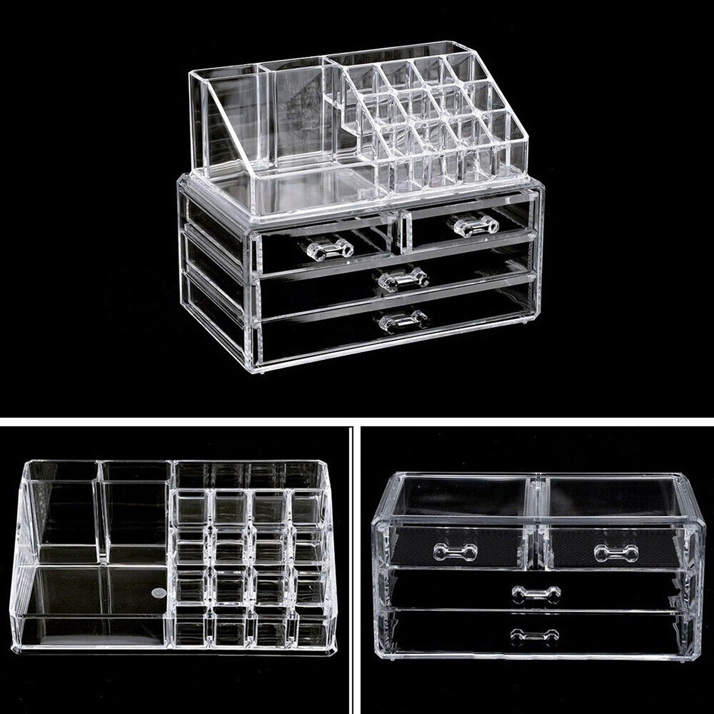 Jewellery Storage Organizer Clear Acrylic Makeup Holder Box 4 Drawer
