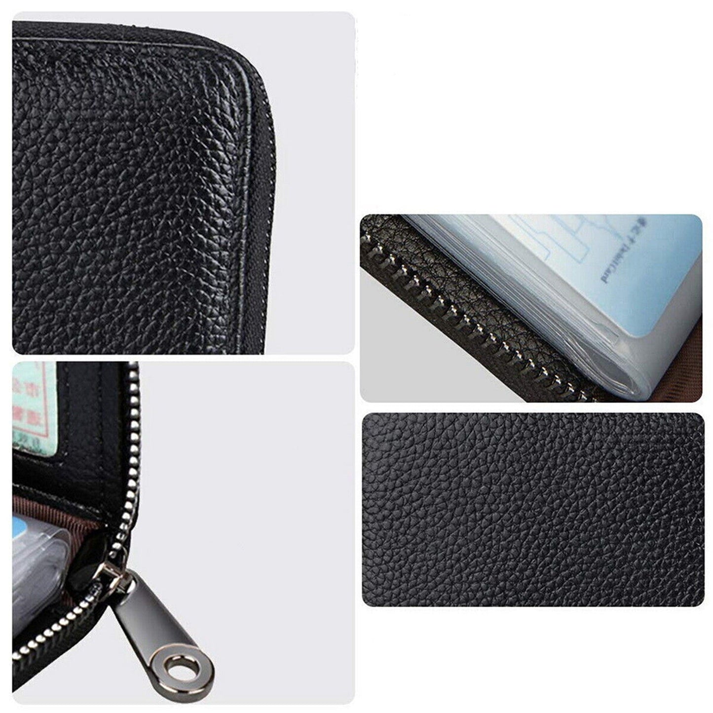 Genuine Leather RFID Blocking Wallet Credit Card Holder Business Case 22 Cards