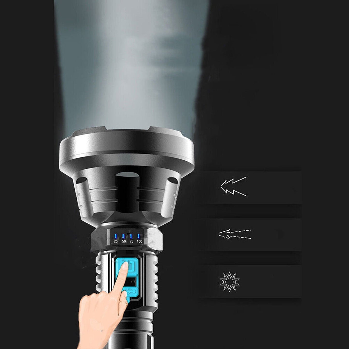 High Powered Torch USB Rechargeable LED Flashlight Bright