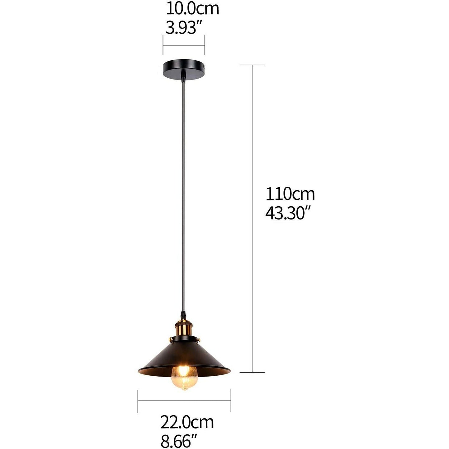 3pcs Black Iron Metal Shade Pendant Light Ceiling Lamp Fixture Hanging Lighting