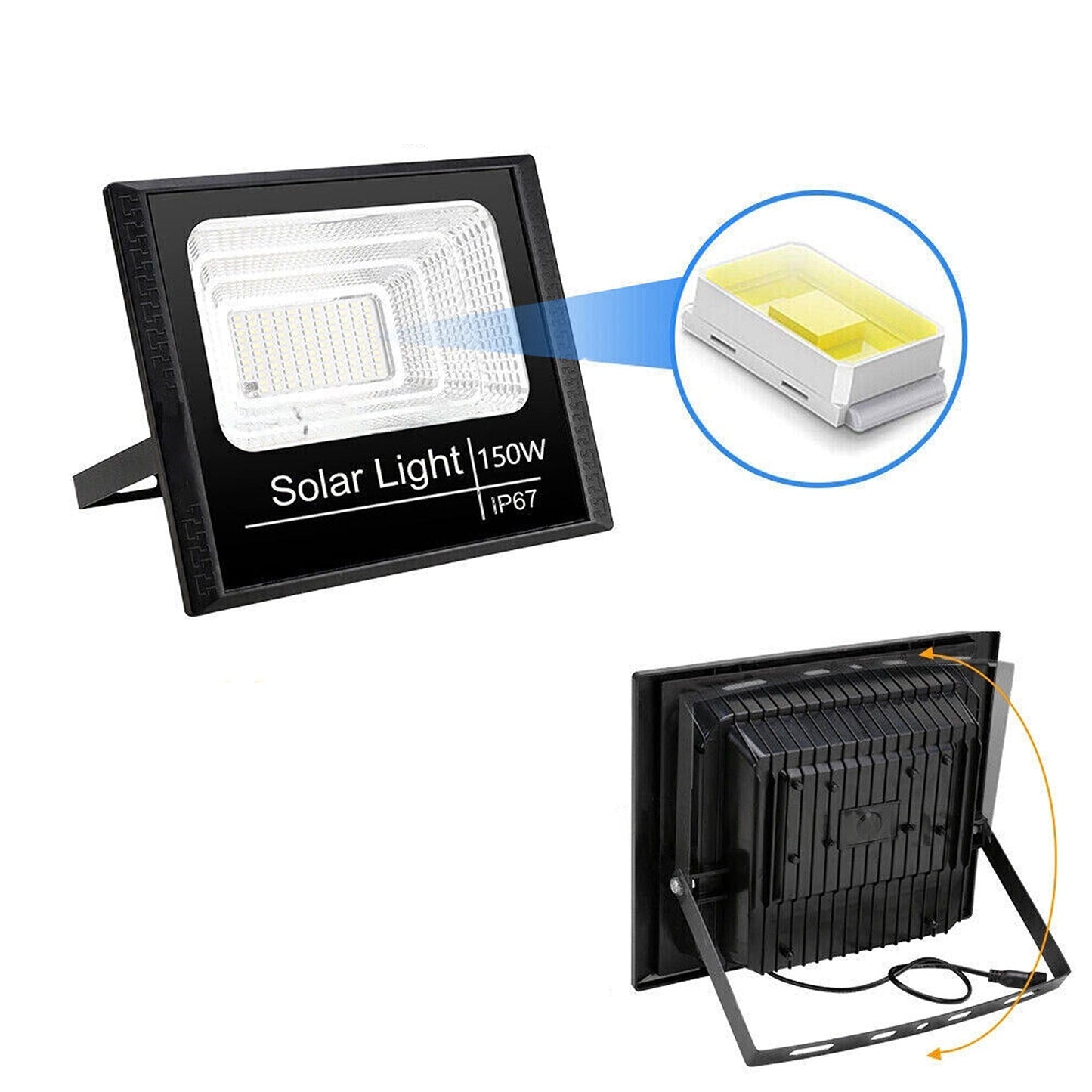 LED Solar Power Street Flood Light Outdoor Garden Security Sensor Remote