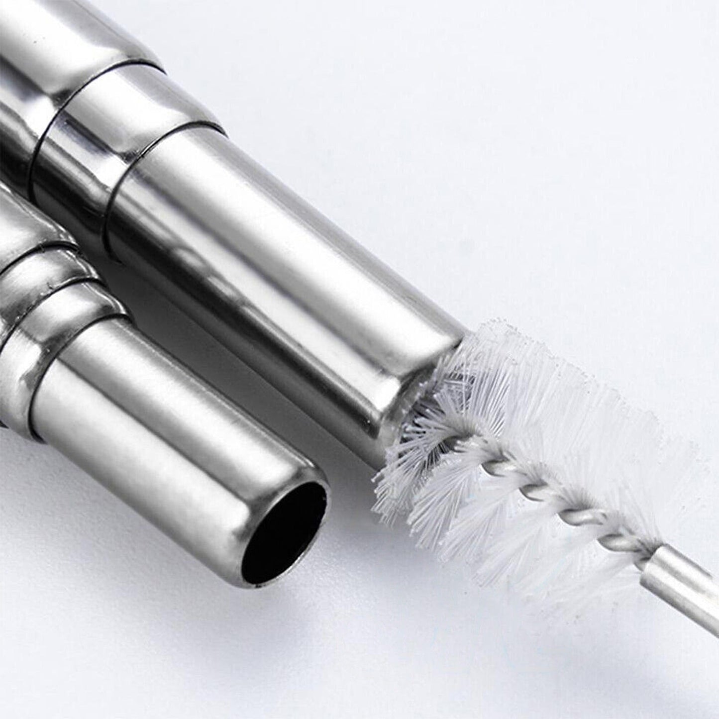 Stainless Steel Foldable Drinking Straw Metal Reusable with Cleaning Brush Keyring