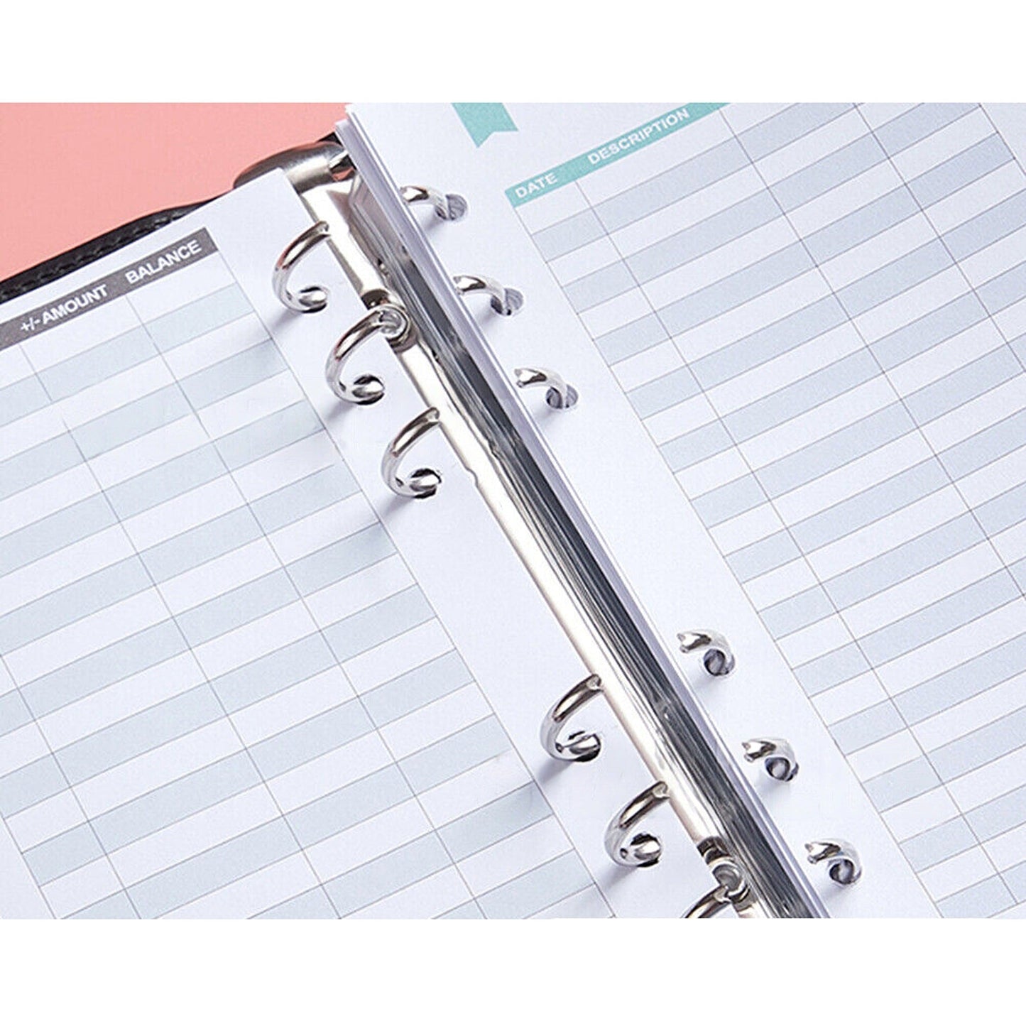 Budget Planner Binder with Cash Pockets PU Leather Notebook A6