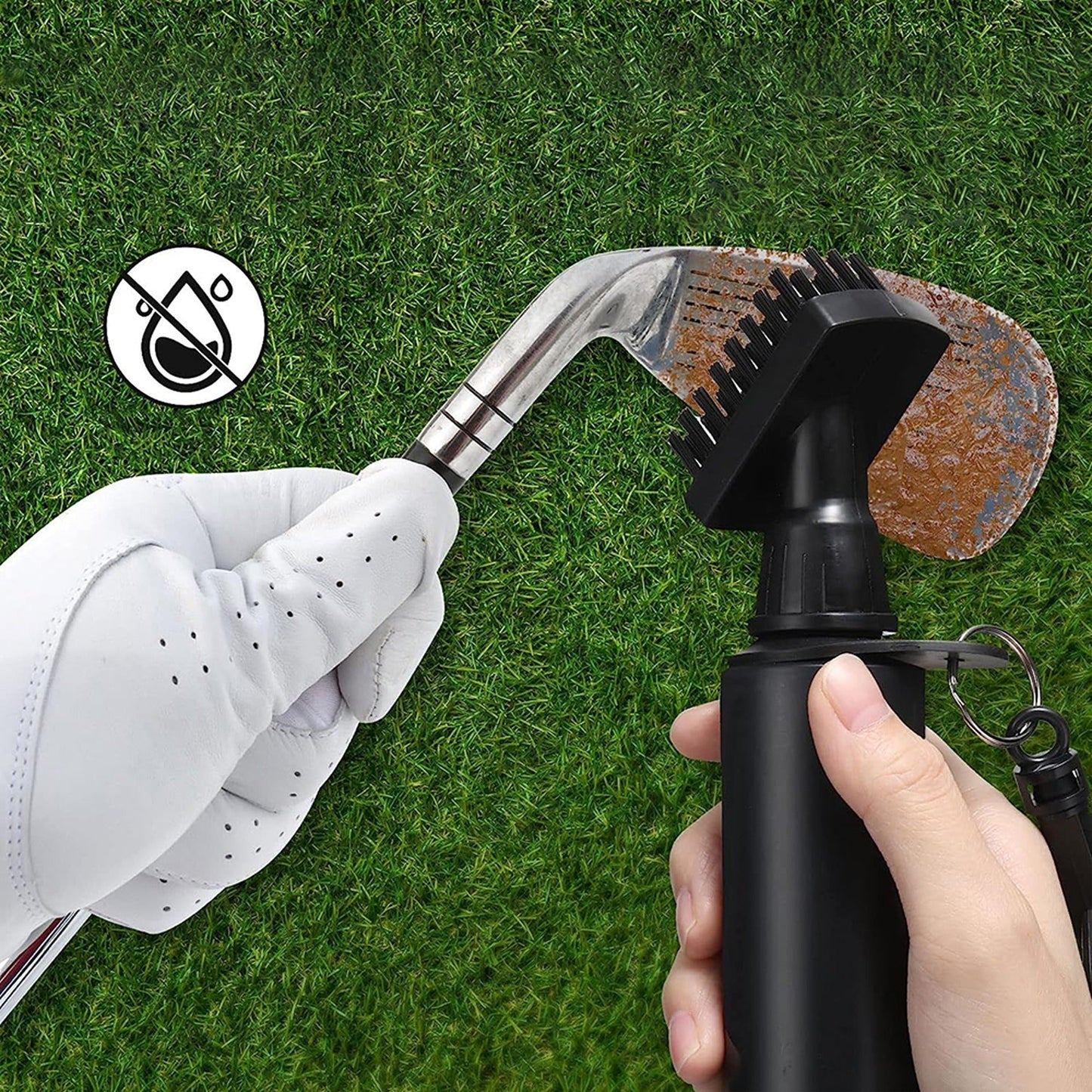 Golf Club Reel Groove Cleaner Brush with Water Bottle