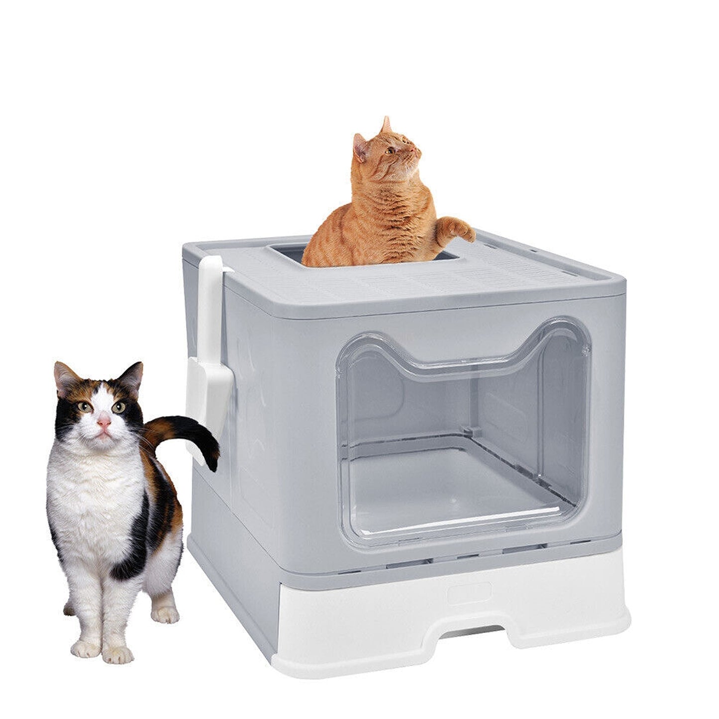 Large Covered Cat Litter Box Enclosed Kitty Toilet with Scoop and Drawer