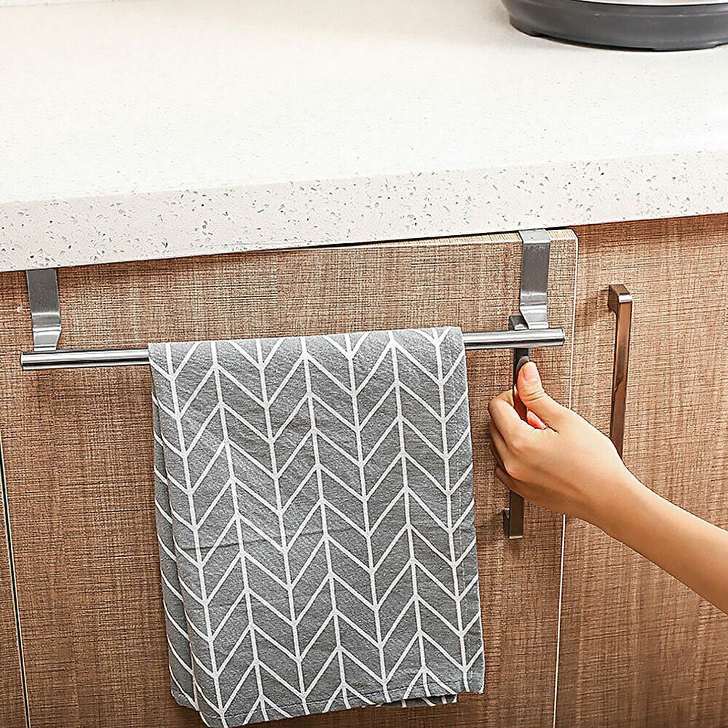 Over Door Tea Towel Rack Bathroom Rail Cupboard Hanger Hook