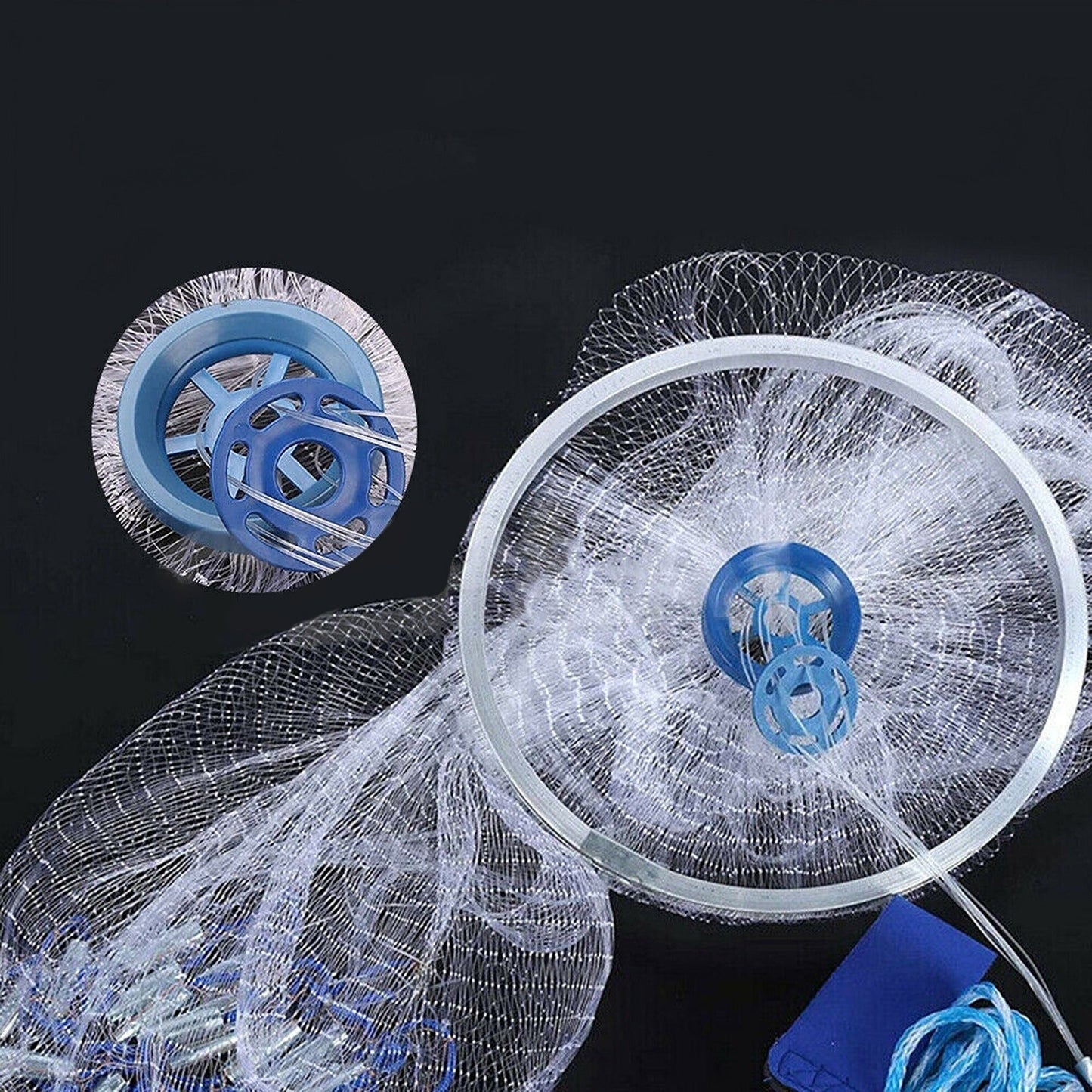 Clear Fishing Throw Mesh Cast Net with Mono Chain Spread 4 to 6ft