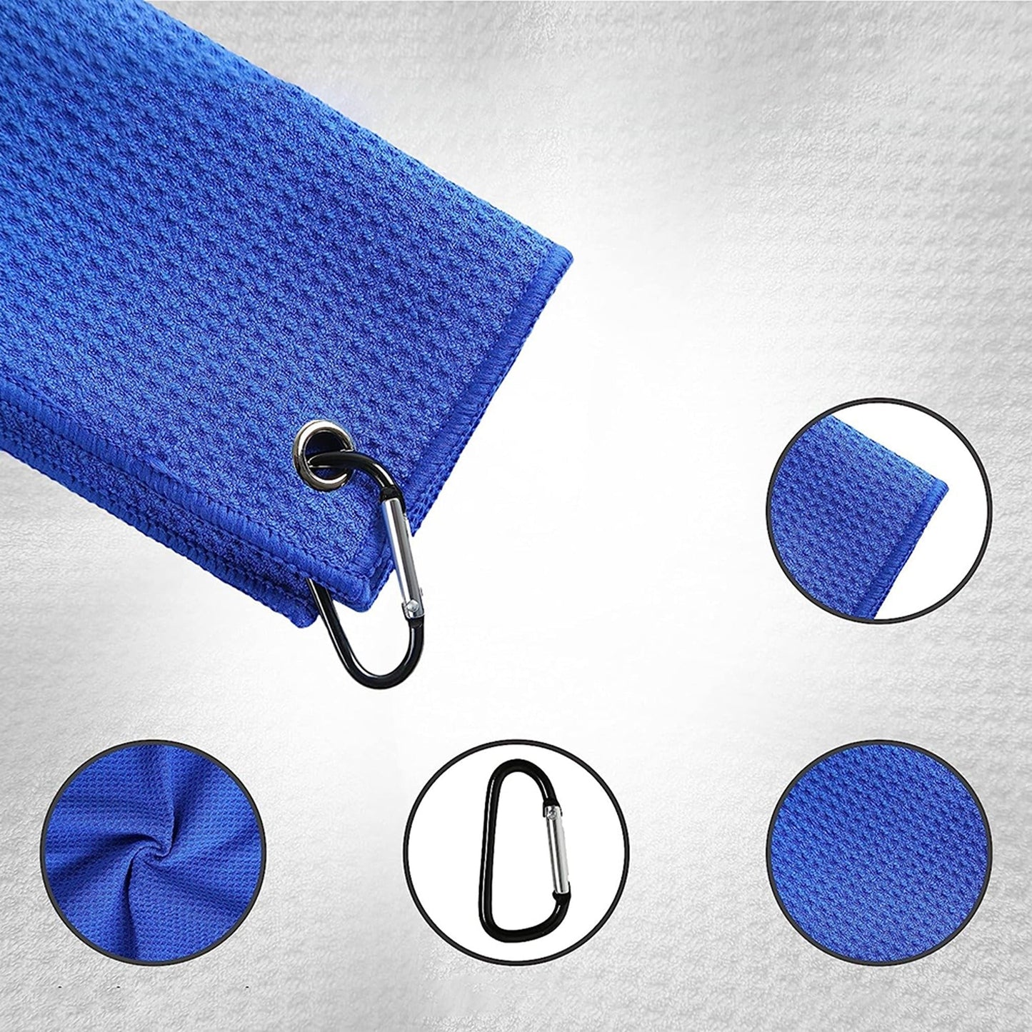 Cotton Waffle Pattern Golf Towel with Carabiner Sports Cleaning Towels