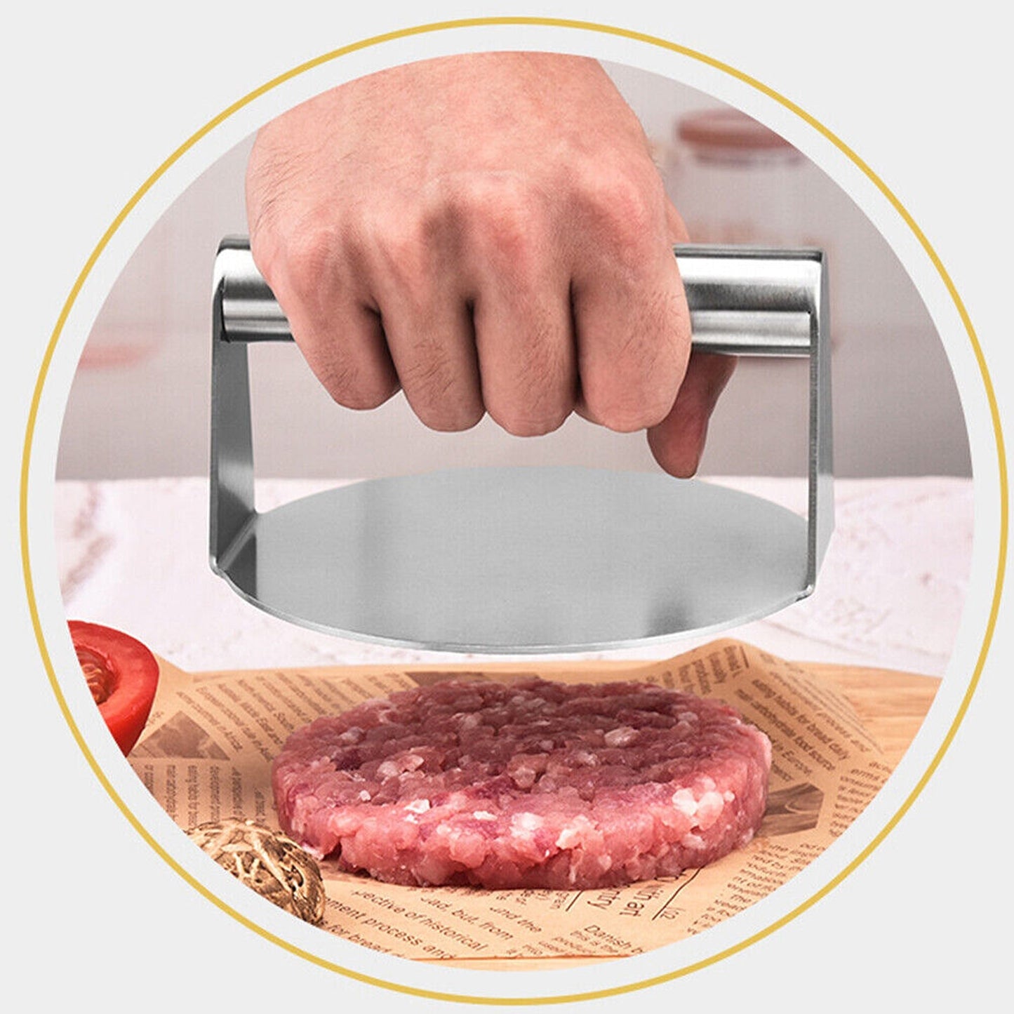 No-Rust Burger Press for Steak and Hamburger Griddle BBQ Accessory