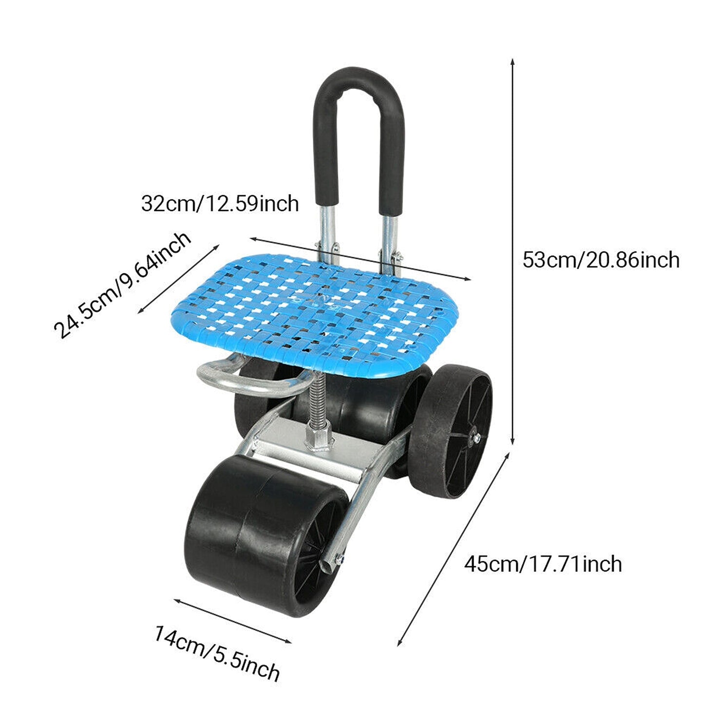 Rolling Gardening Stool with Adjustable Height and 360-Degree Wheels