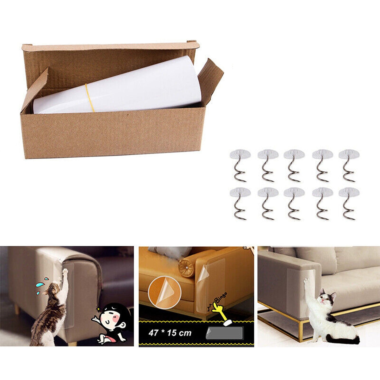 20pcs Cat Scratch Deterrent Tape Anti-Scratch Shield for Sofa and Walls
