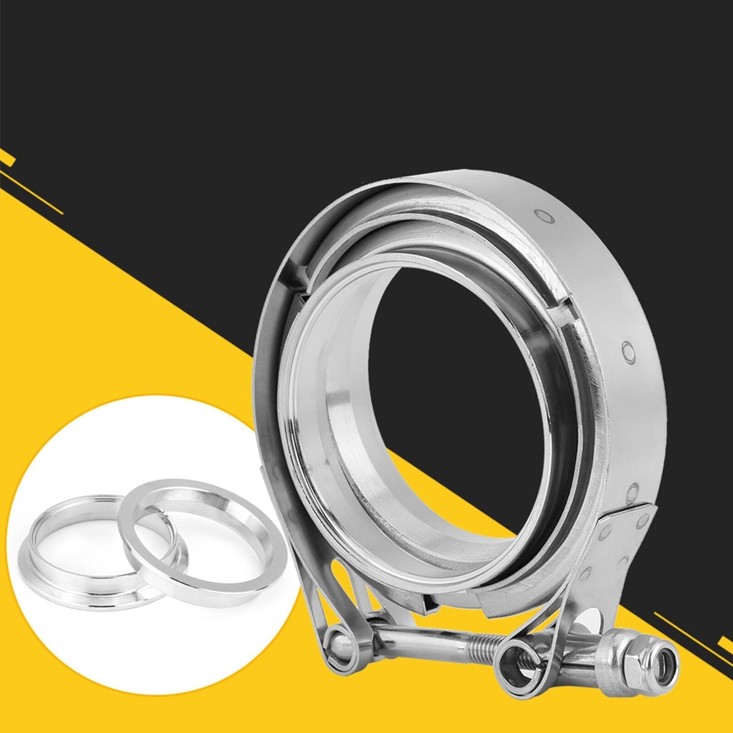 2pcs Stainless Steel Exhaust Pipe V-Band Clamp and Flange Set
