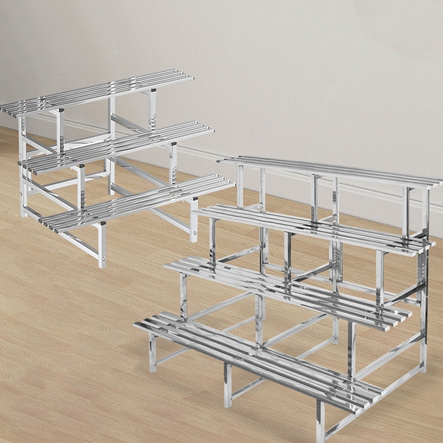 Large Stainless Steel Plant Stand Chrome Garden Pot Rack