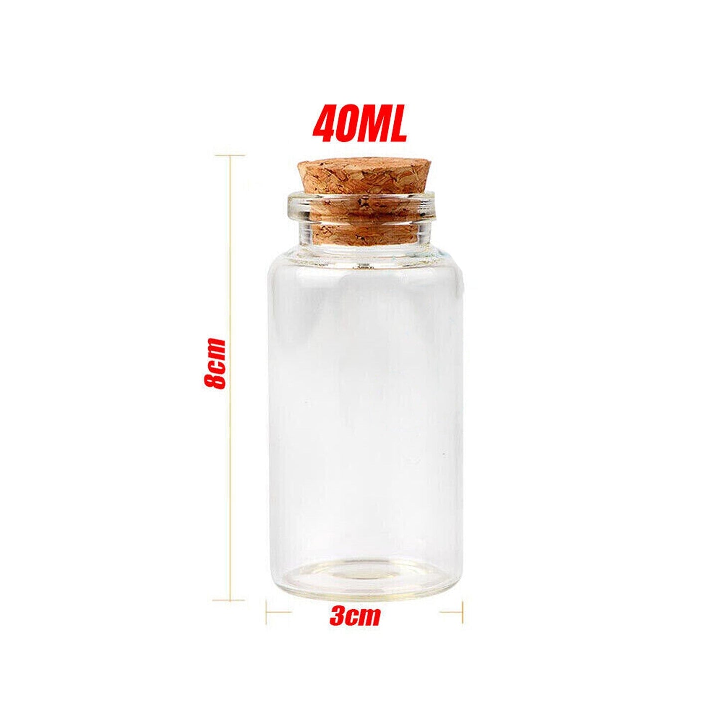 40ml Glass Bottles with Cork Stopper Tiny Crafts Storage Vials