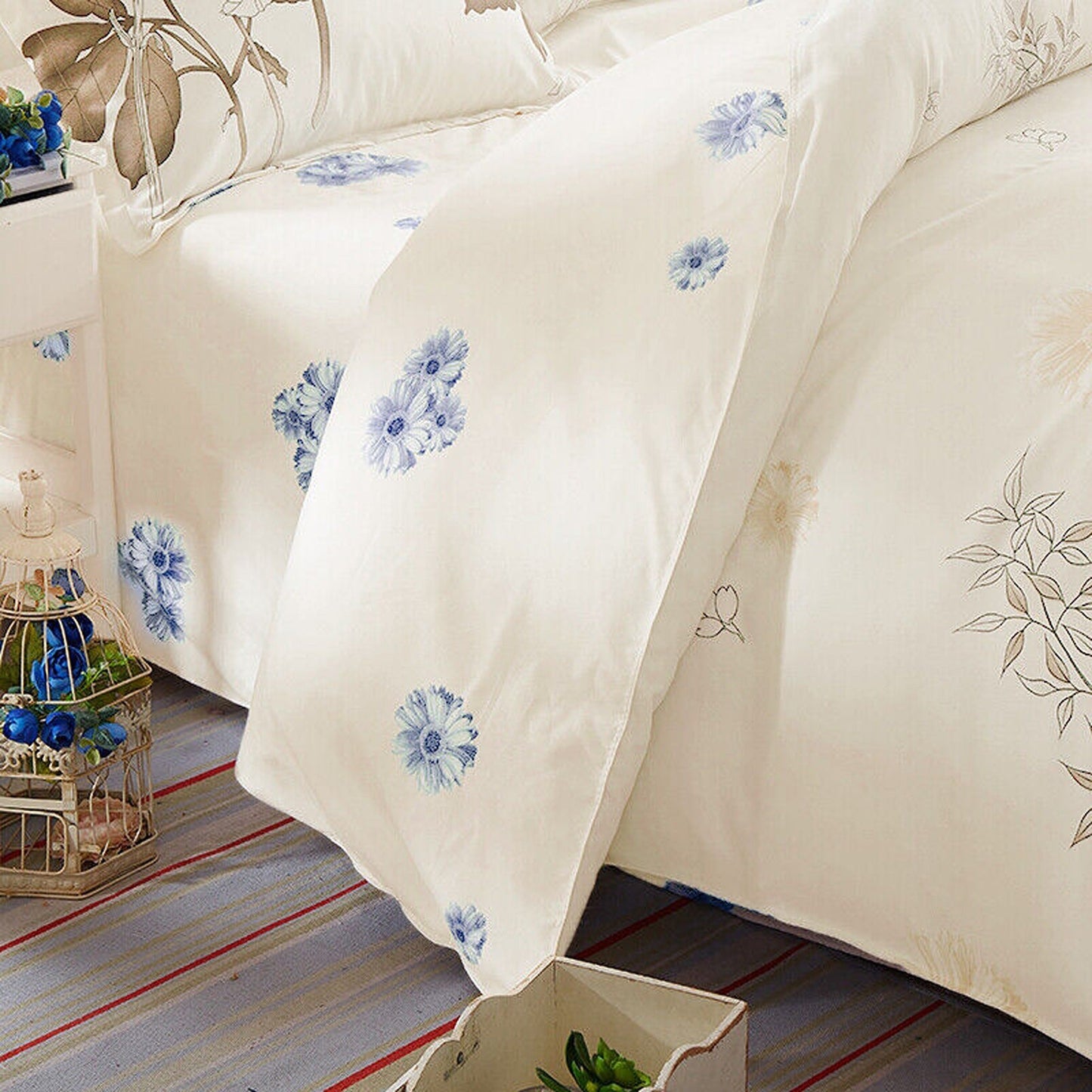 Floral Pattern Bedding Set Soft Quilt Duvet Cover for Queen and King Size Beds