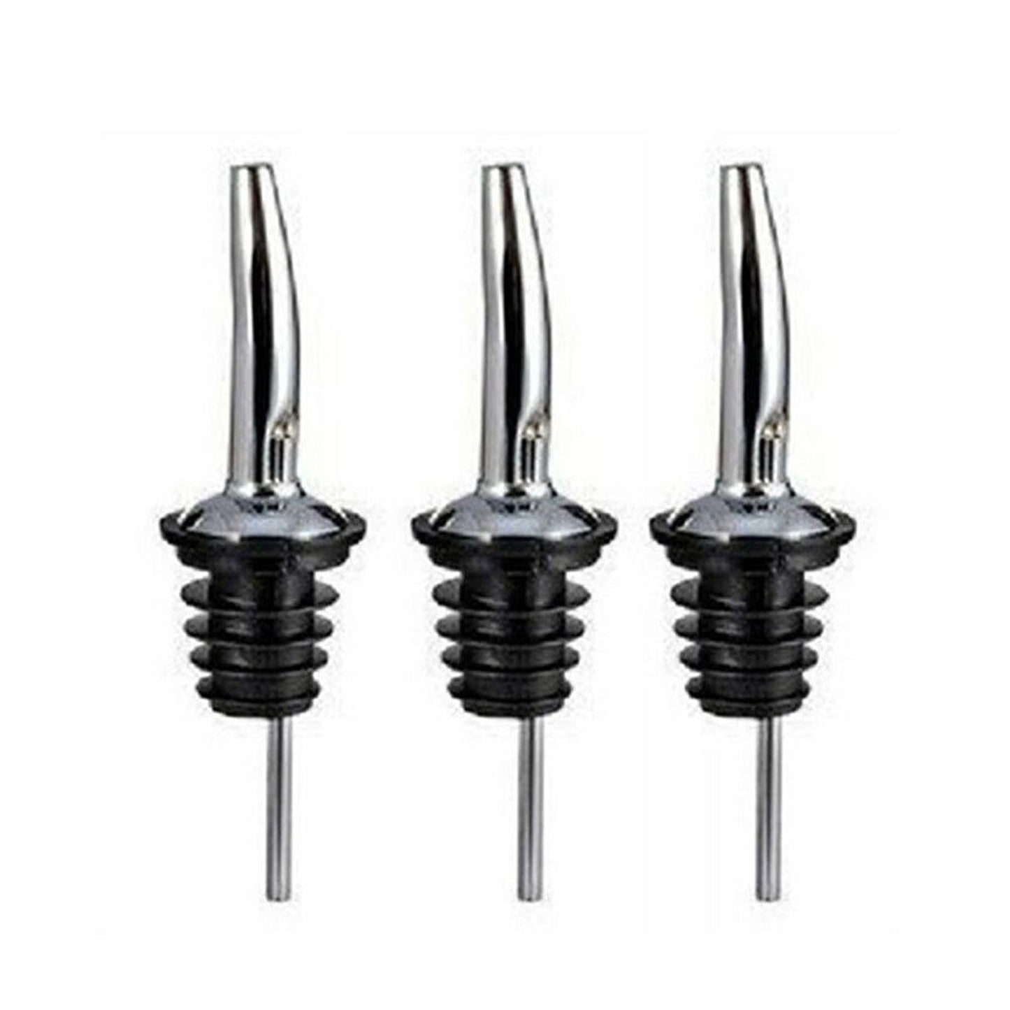 3-Pack Stainless Steel Free Flow Shot Bottle Pourers for Wine and Spirits