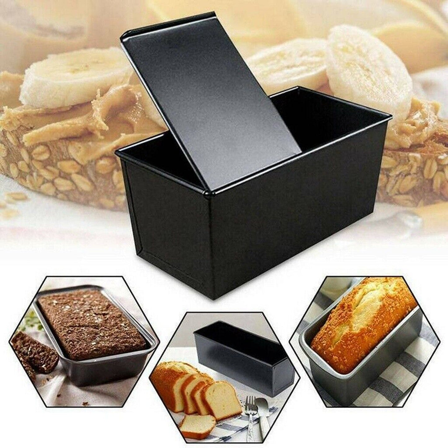 Loaf Bread Baking Mould with Lid Non Stick Toast Box