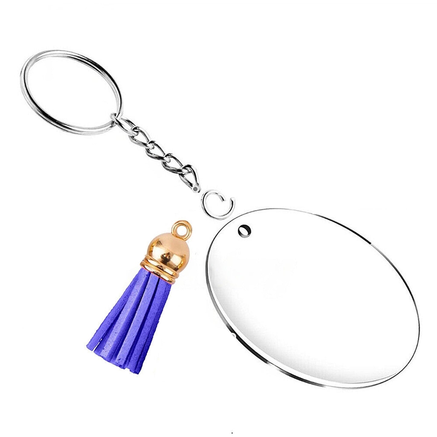 200pcs Acrylic Keychain Making Kit Keyring Blanks with Tassels