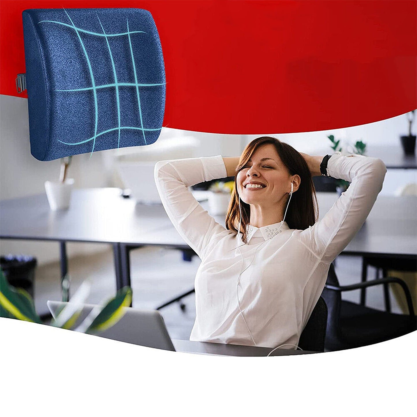 Orthopedic Lumbar Support Memory Foam Seat Cushion for Back Pain