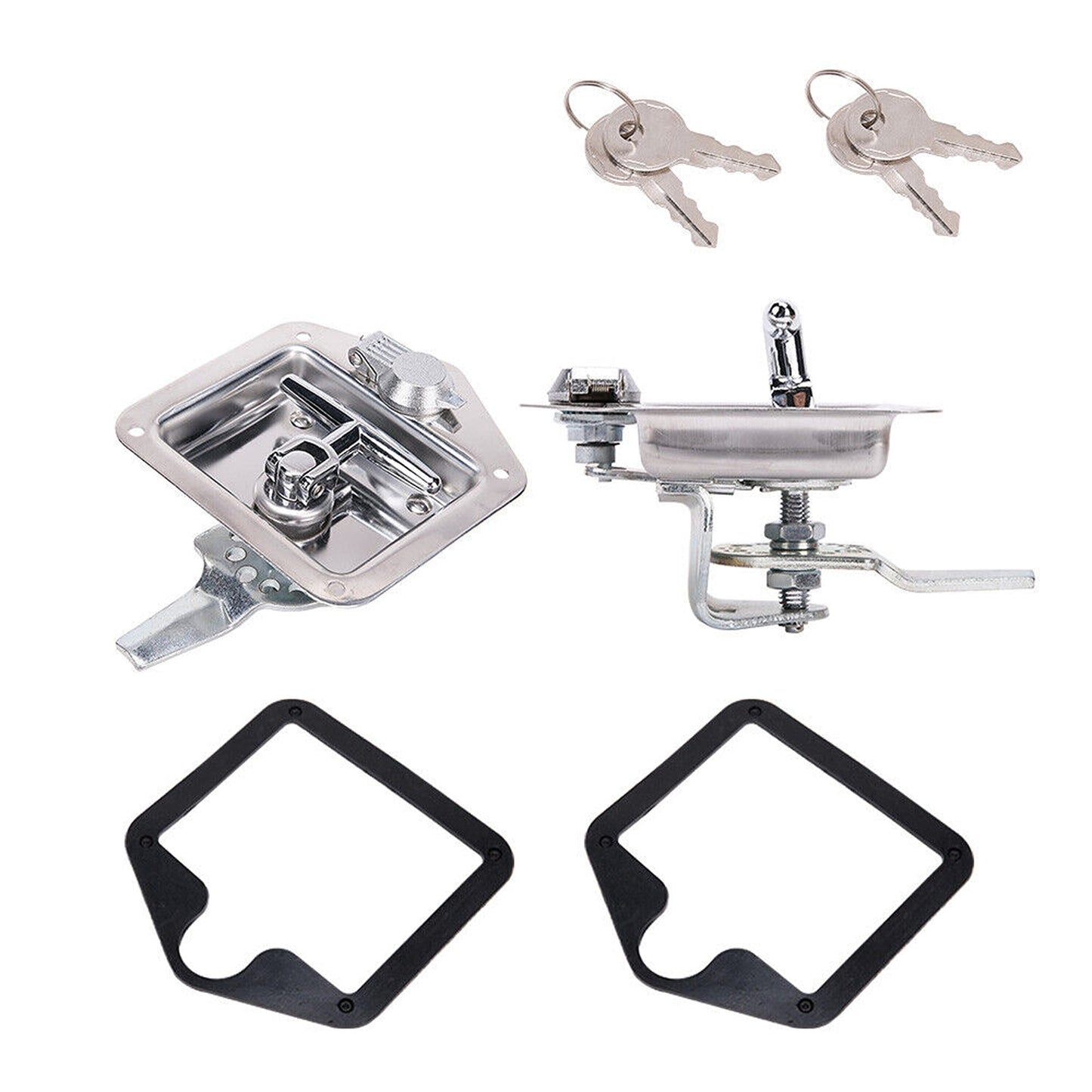Stainless Steel Locking Handle for Trailer Tool Box - 2x Keys