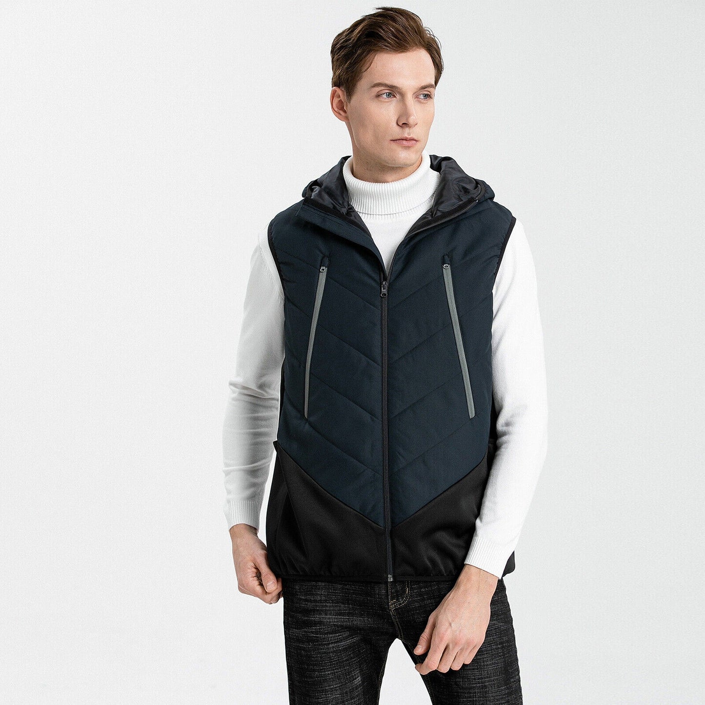 Active Vegan Puffer Vest Quilted Down-Free Stretchy Side Panel
