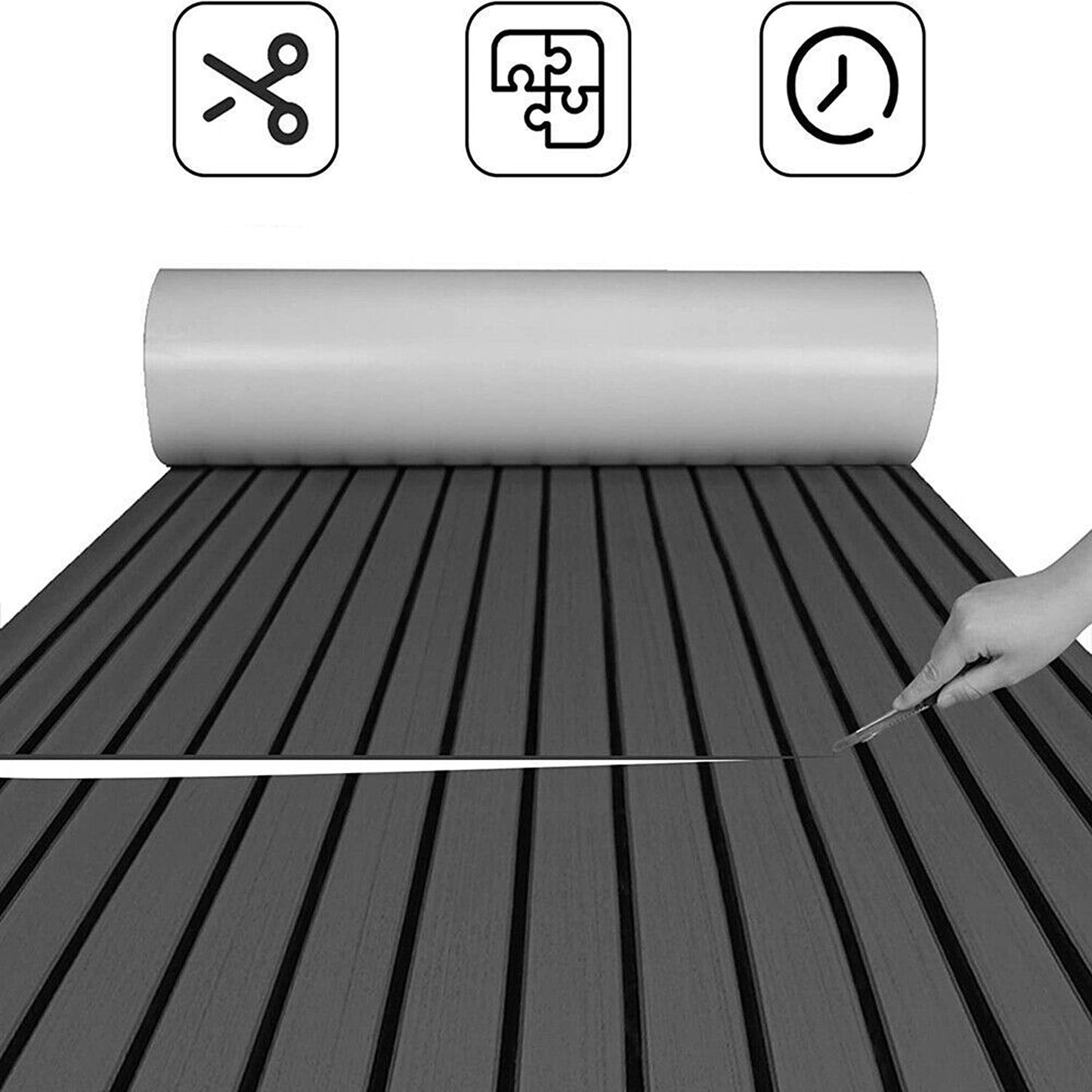 Dark Grey Luxury Yacht Style EVA Foam Marine Decking
