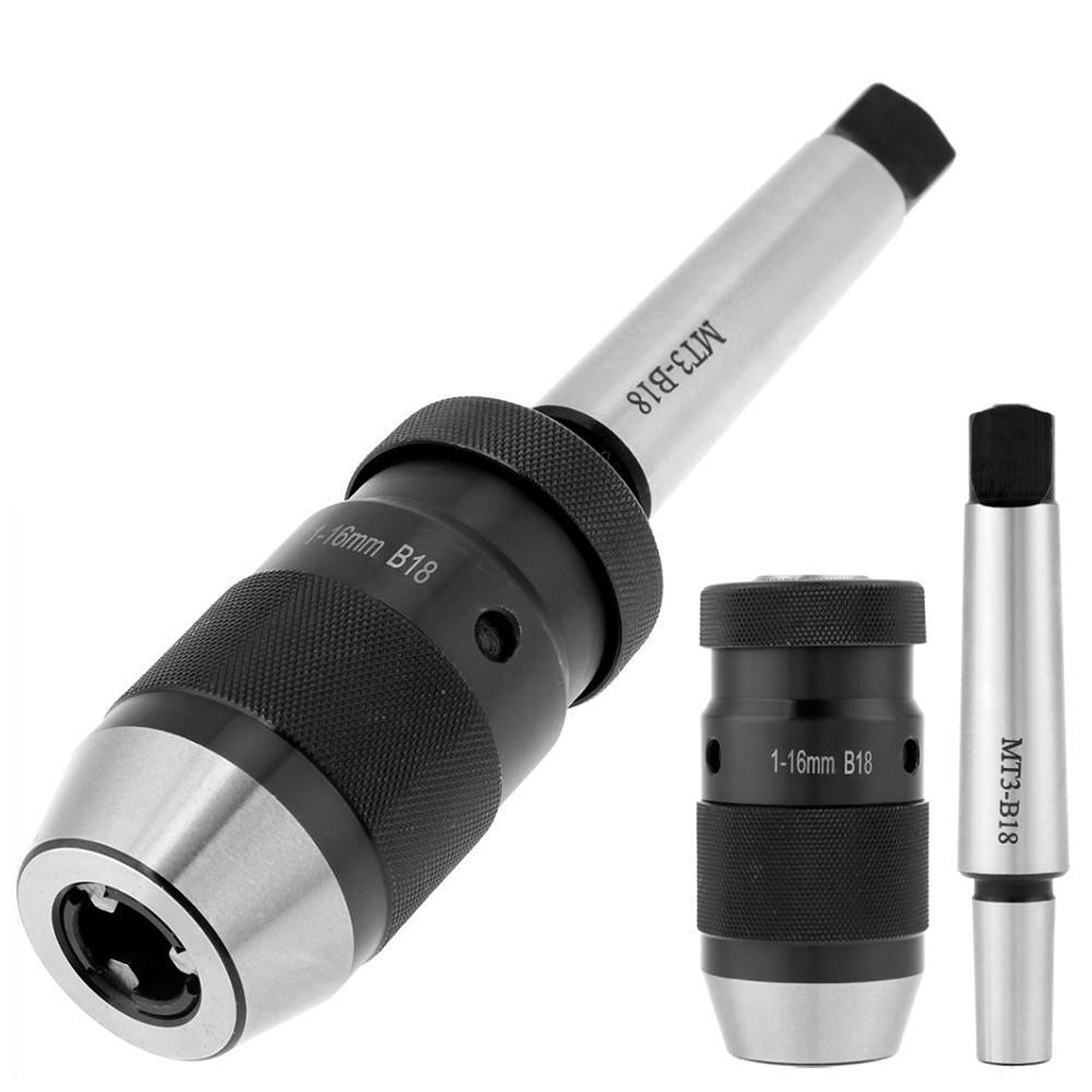Keyless Lathe Drill Chuck with Self-Tighten Feature MT3-B18 Taper Arbor