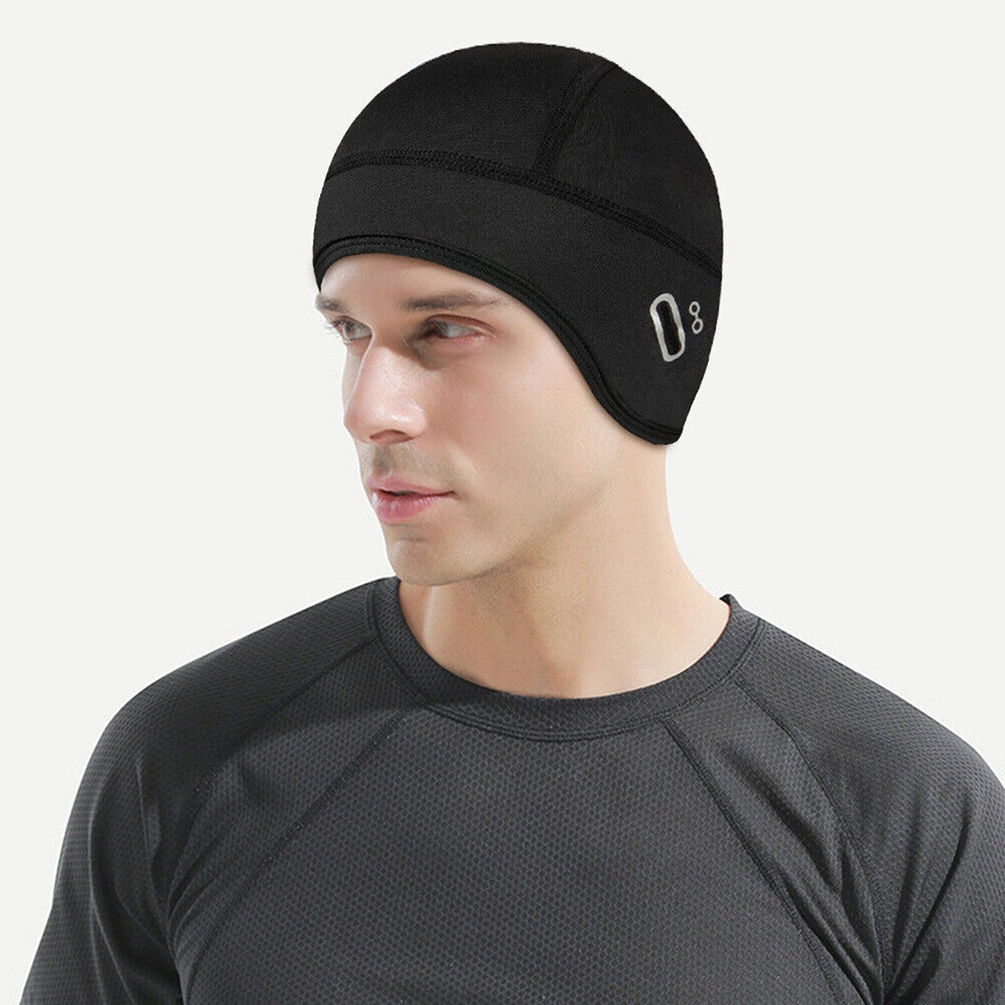 Men Fleece Ear Protection Winter Cap with Glasses Hole for Outdoor Cycling