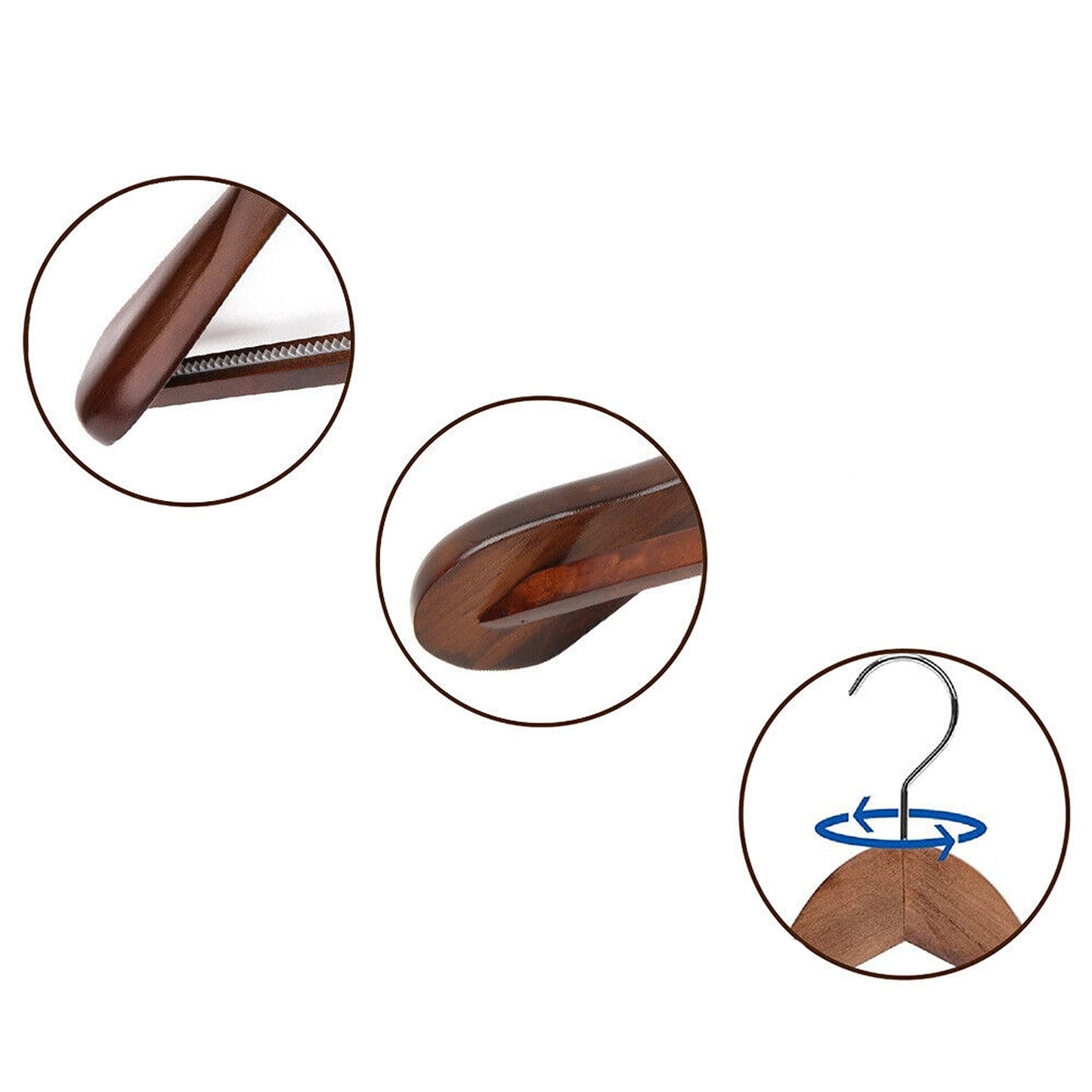 6pcs Set of Wide Shoulder Wooden Suit Hangers for Wardrobes