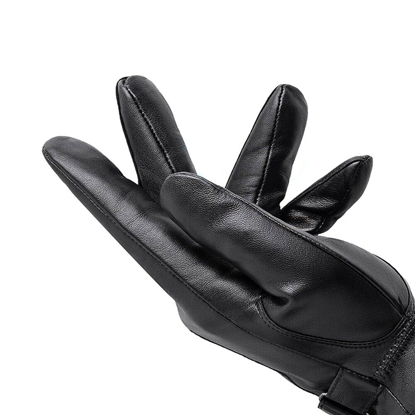 Men Winter Warm PU Leather Touch Screen Black Gloves for Smartphone