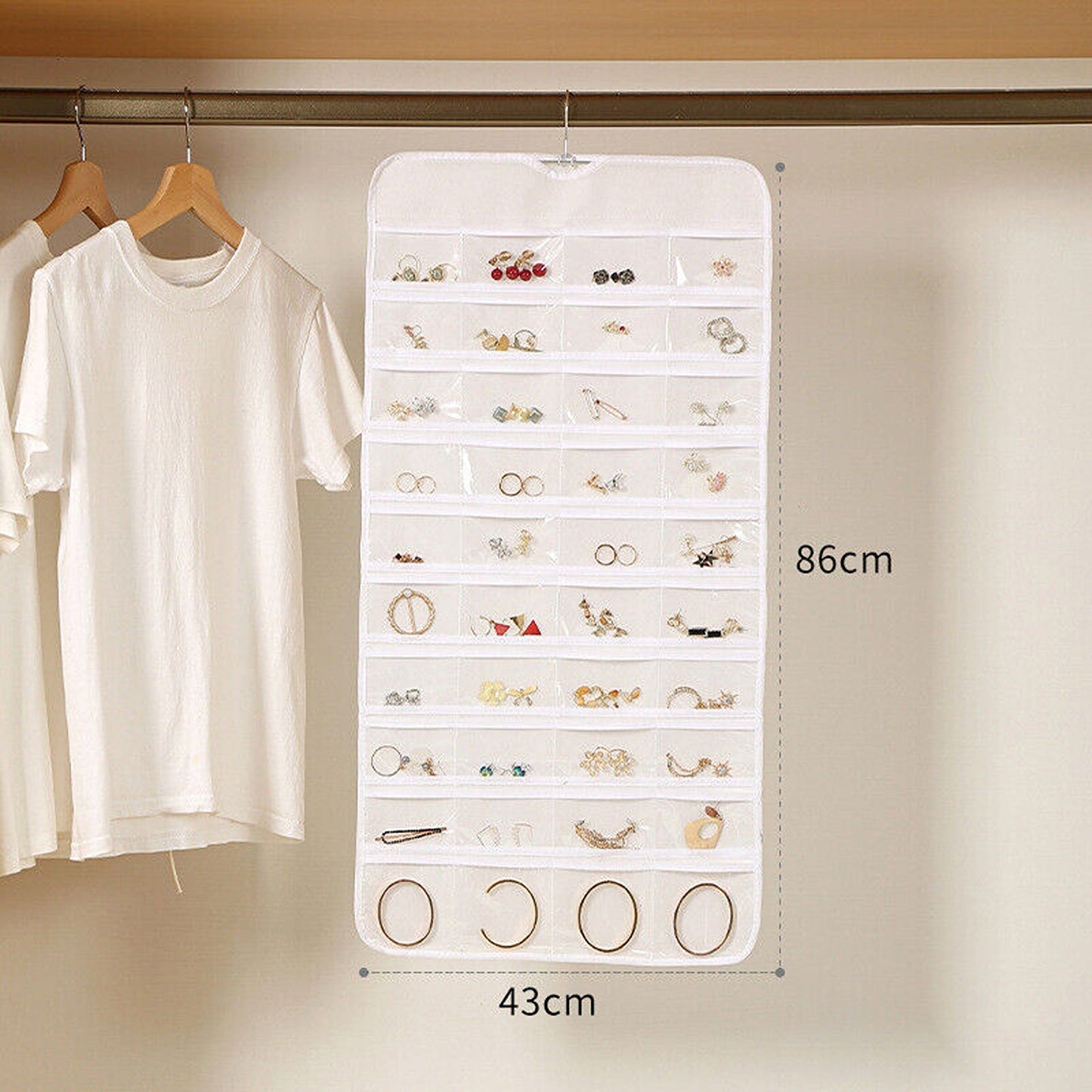 White Jewelry Organizer Holder with Hanging Earring Display