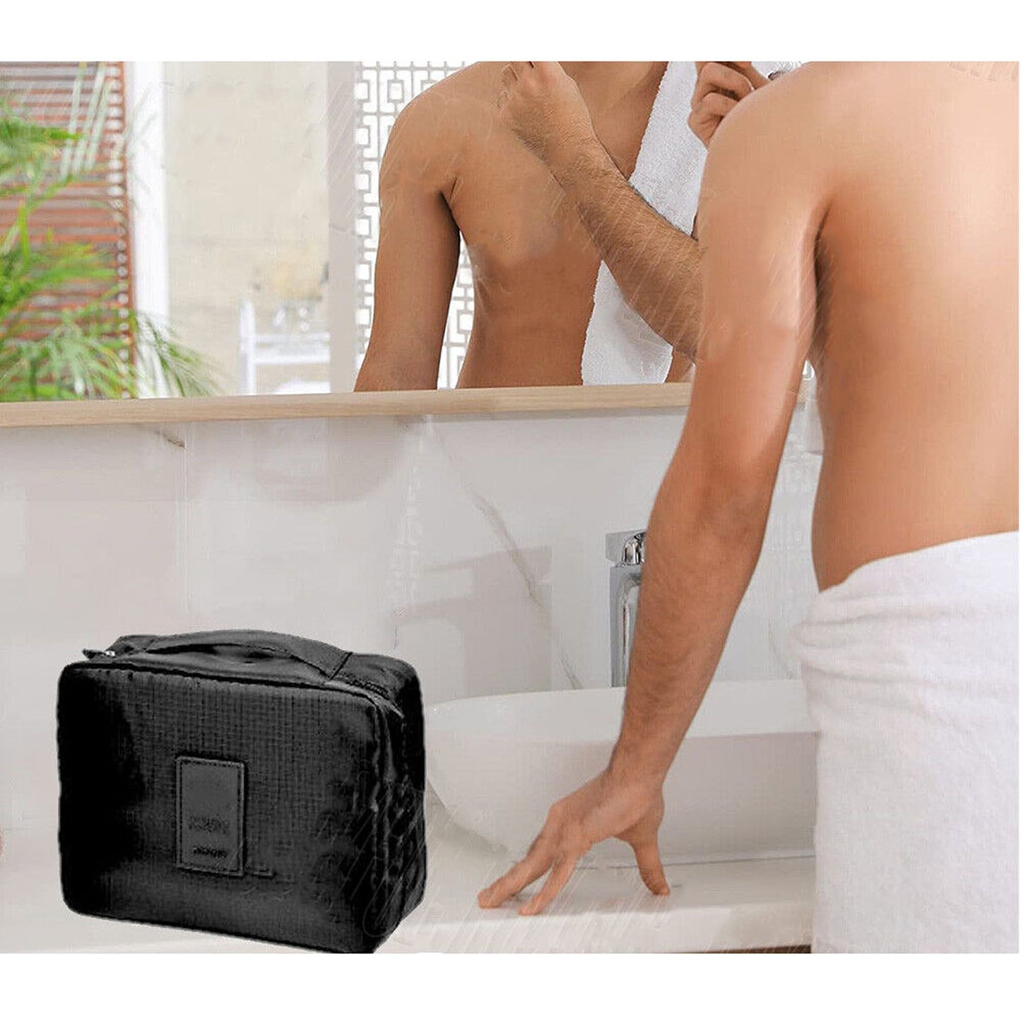Small Travel Makeup Bag with Hanging Cosmetic Organizer Folding Toiletry Pouch